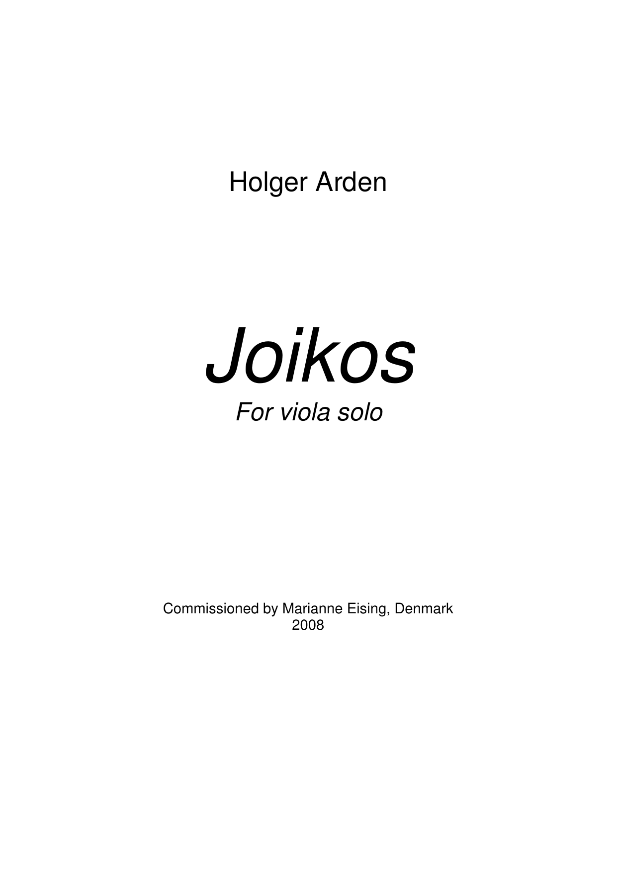 Joikos - For viola solo