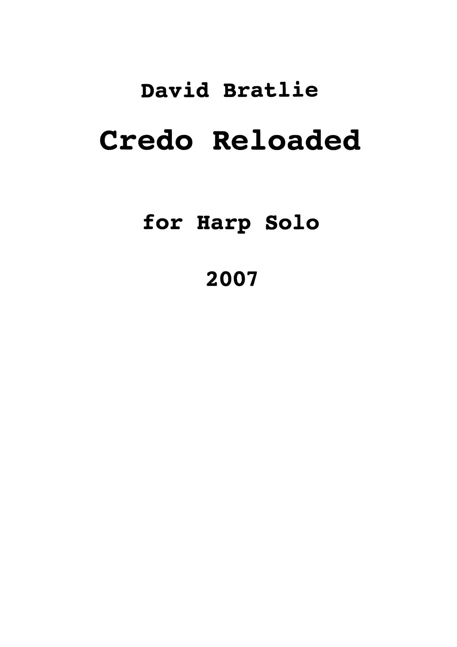 Credo Reloaded - For harp solo
