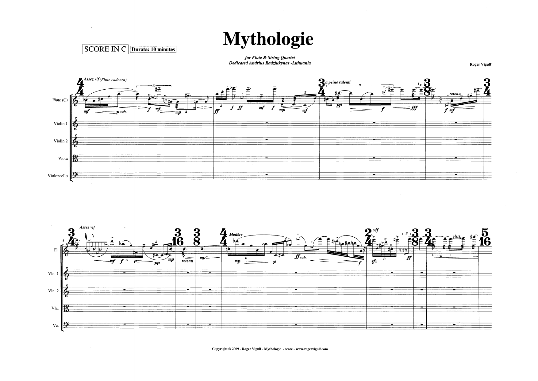 Mythologie - For flute & string quartet