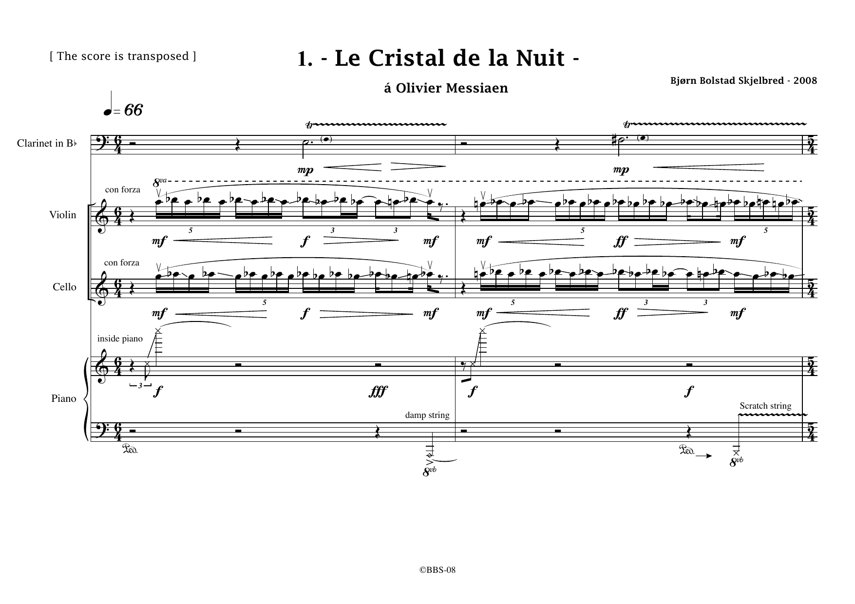 Crystals - For Quartet: Clarinet, Violin, Violoncello, Piano - Image 5