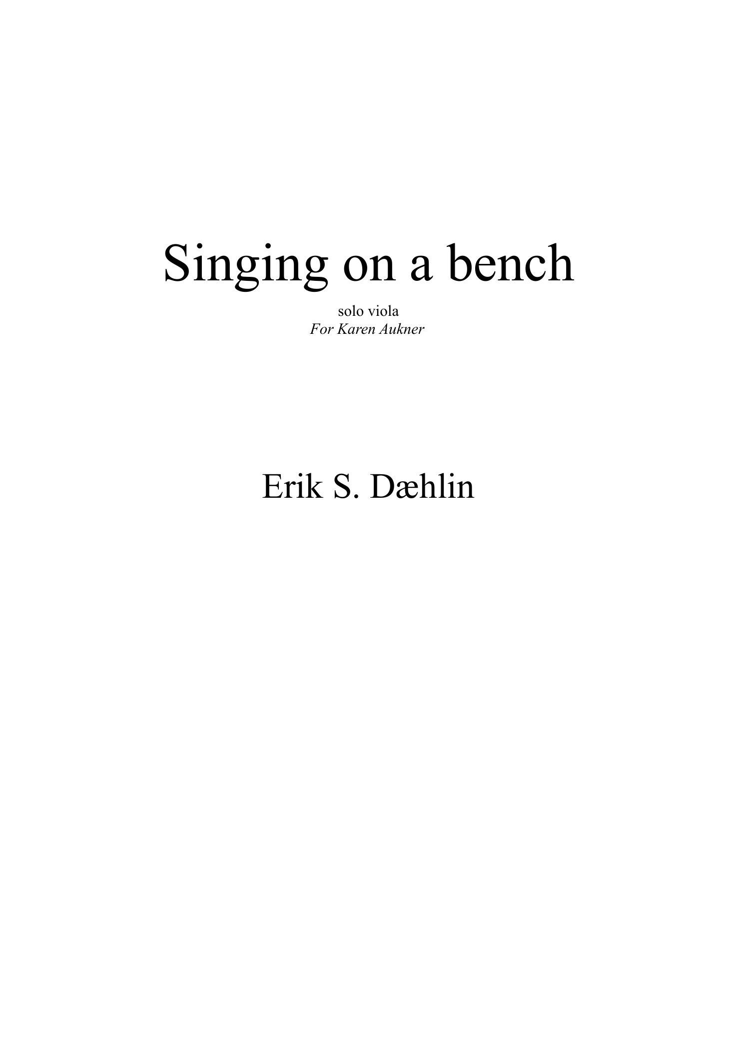 Singing on a Bench - solo viola