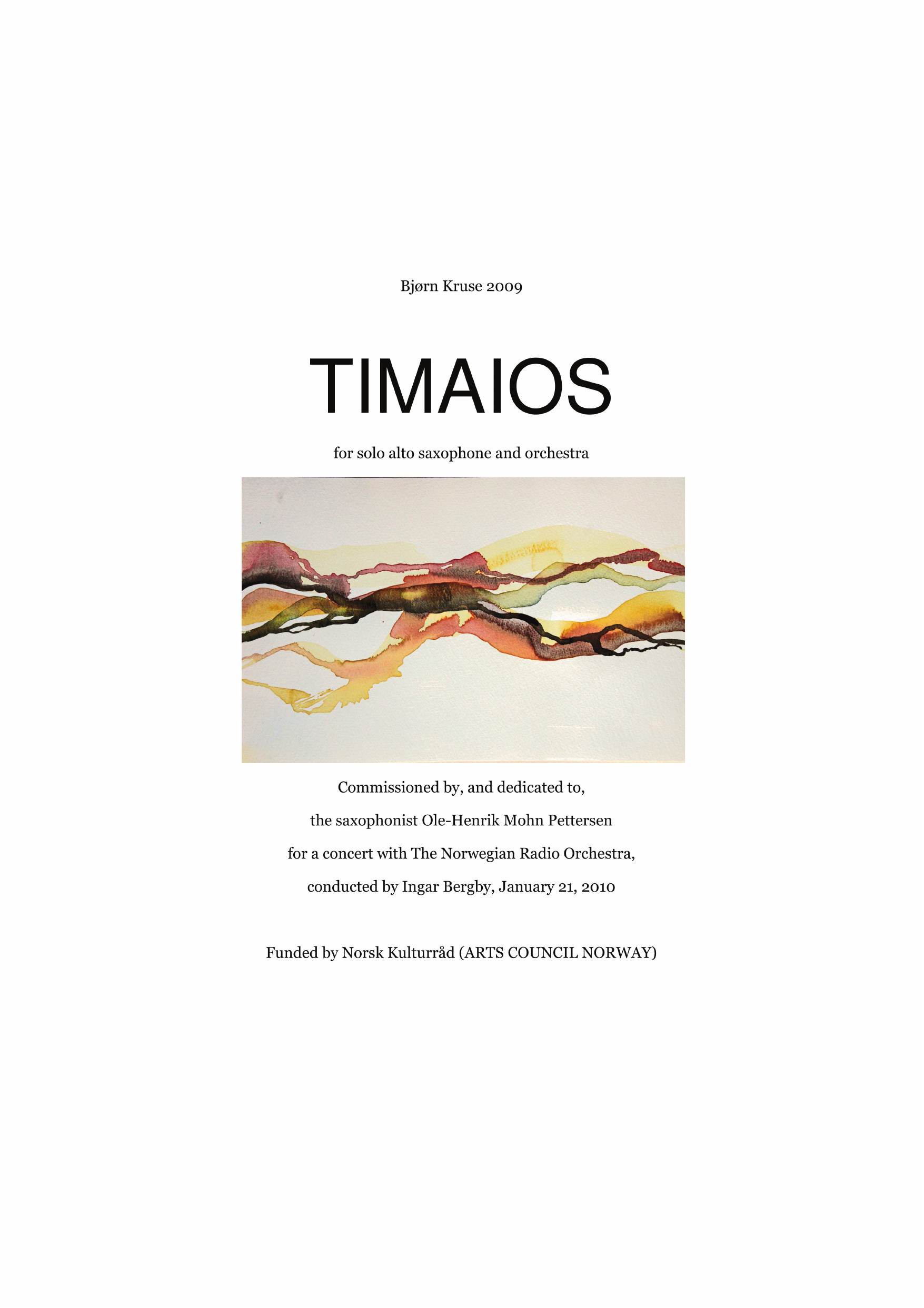 Timaios - For solo alto saxophon and orchestra