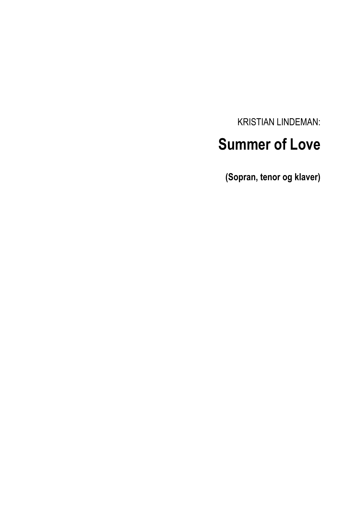 Summer of Love - For soprano, tenor and piano