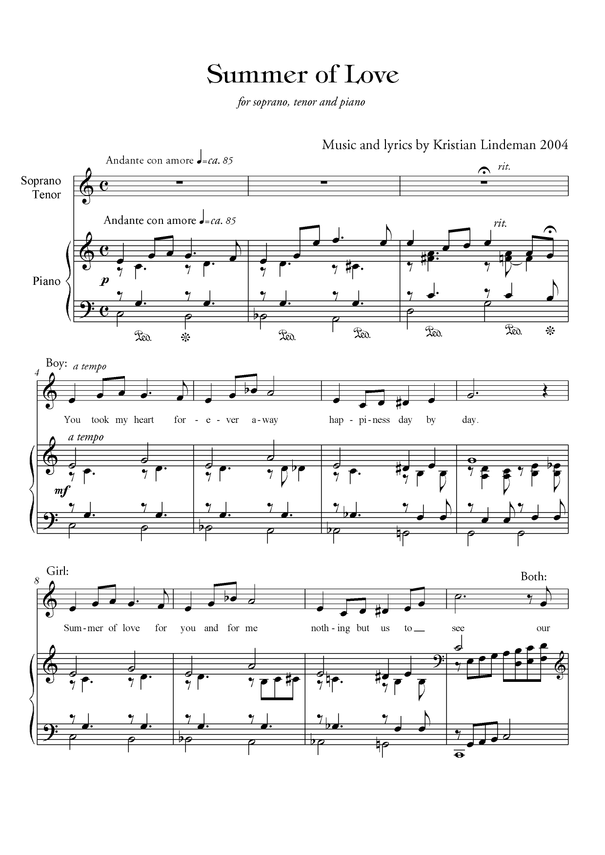 Summer of Love - For soprano, tenor and piano - Image 3