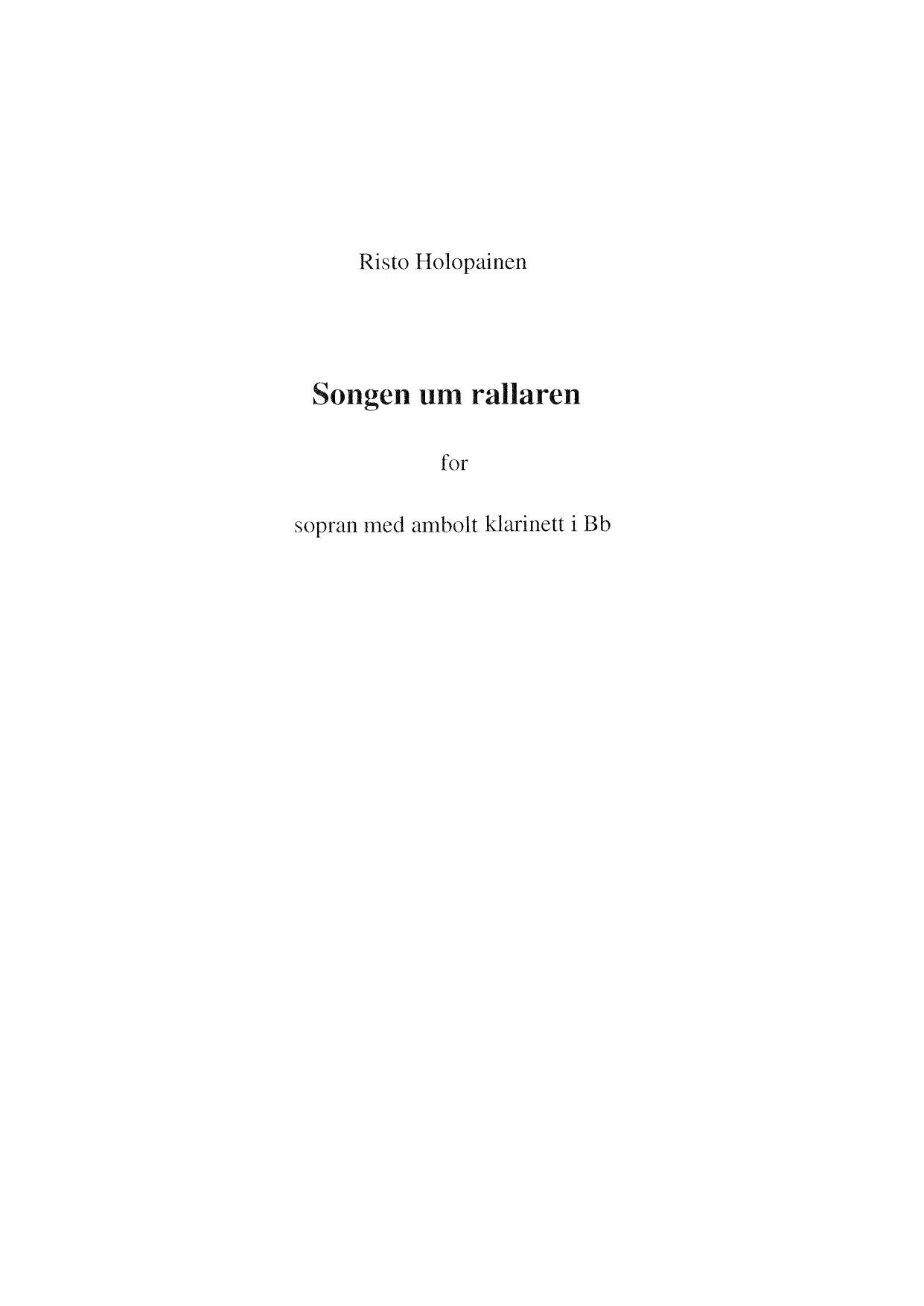 Songen um rallaren - For sopran med ambolt, klarinett i Bb