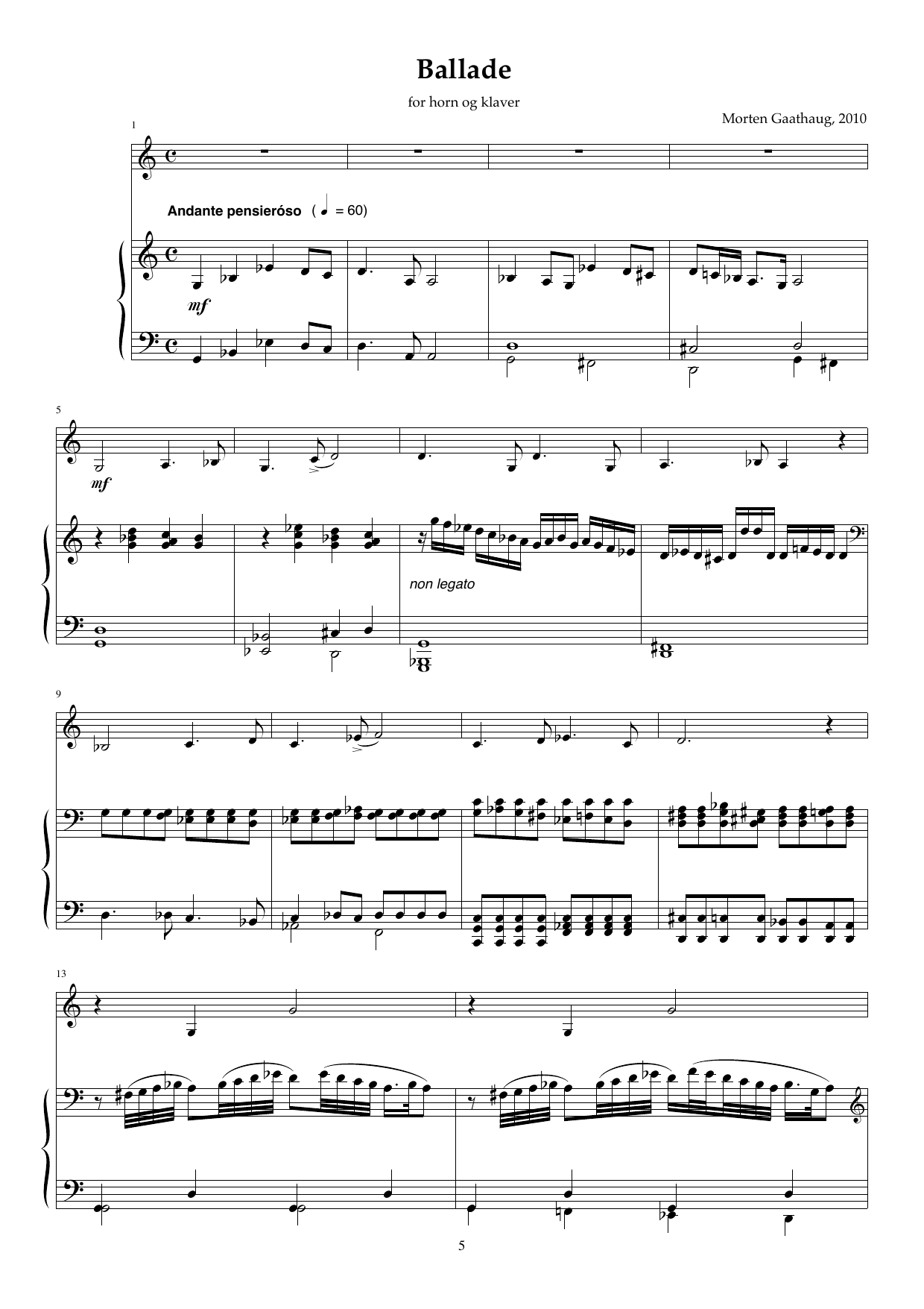 Ballade - For horn (F) and piano, Op. 81 - Image 5
