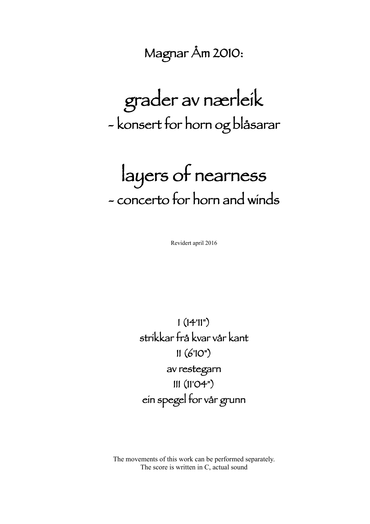 layers of nearness - concerto for horn and winds