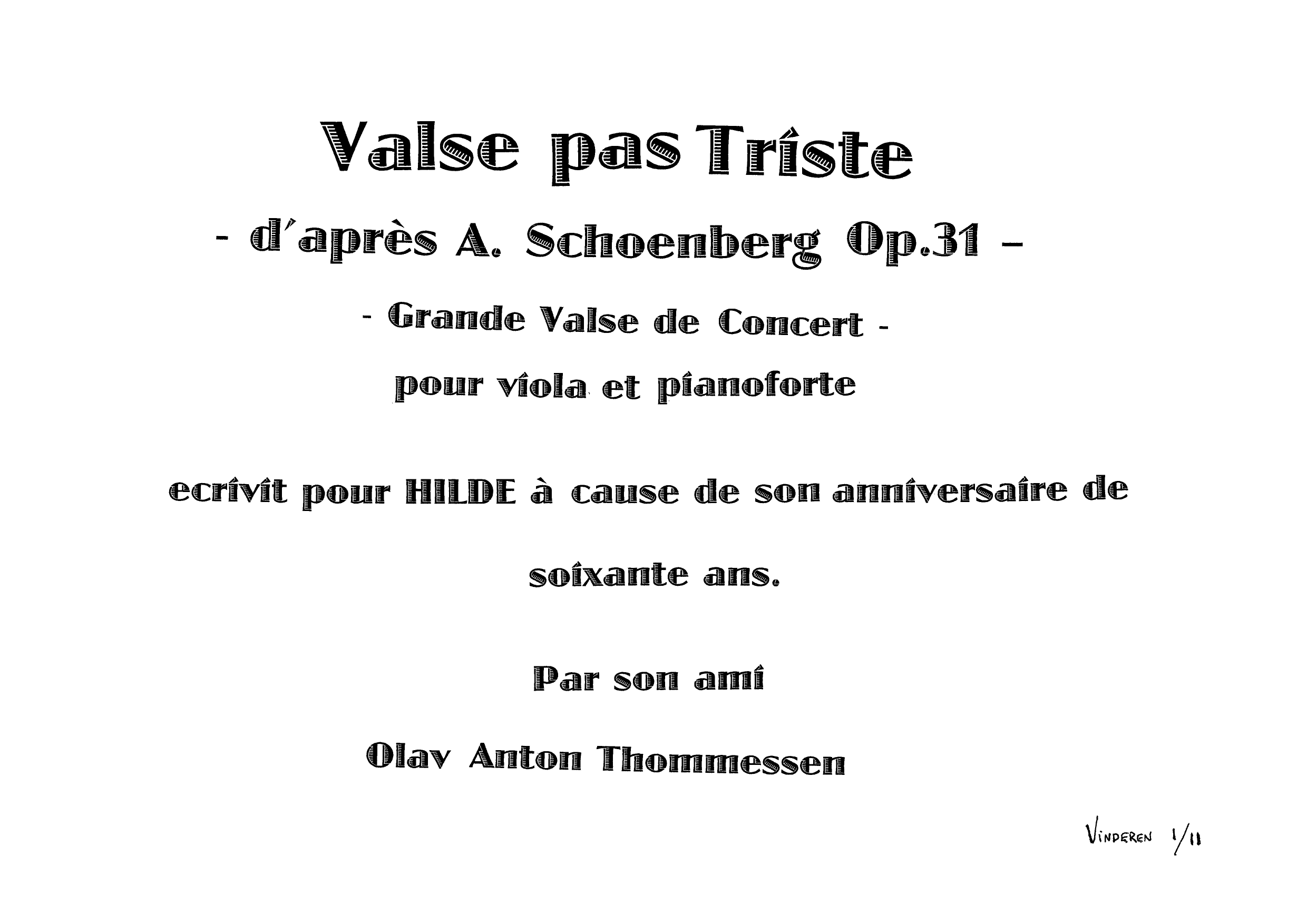 Valse pas Triste - d'aprè A. Schoenberg