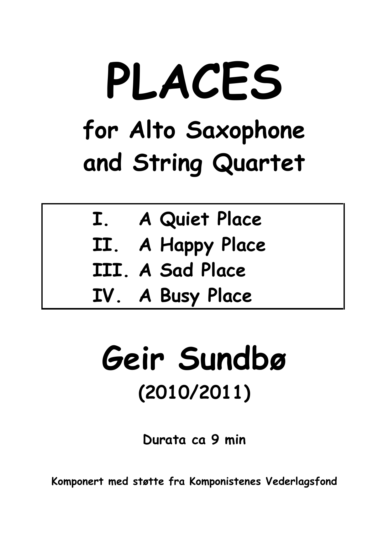 Places - For alto saxophone and String Quartet
