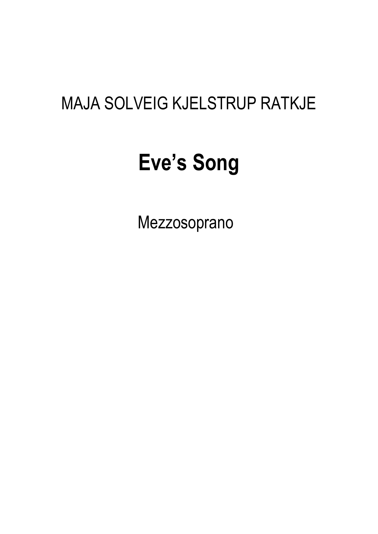 Eve's Song - From the opera "No Title Performance and Sparkling Water"