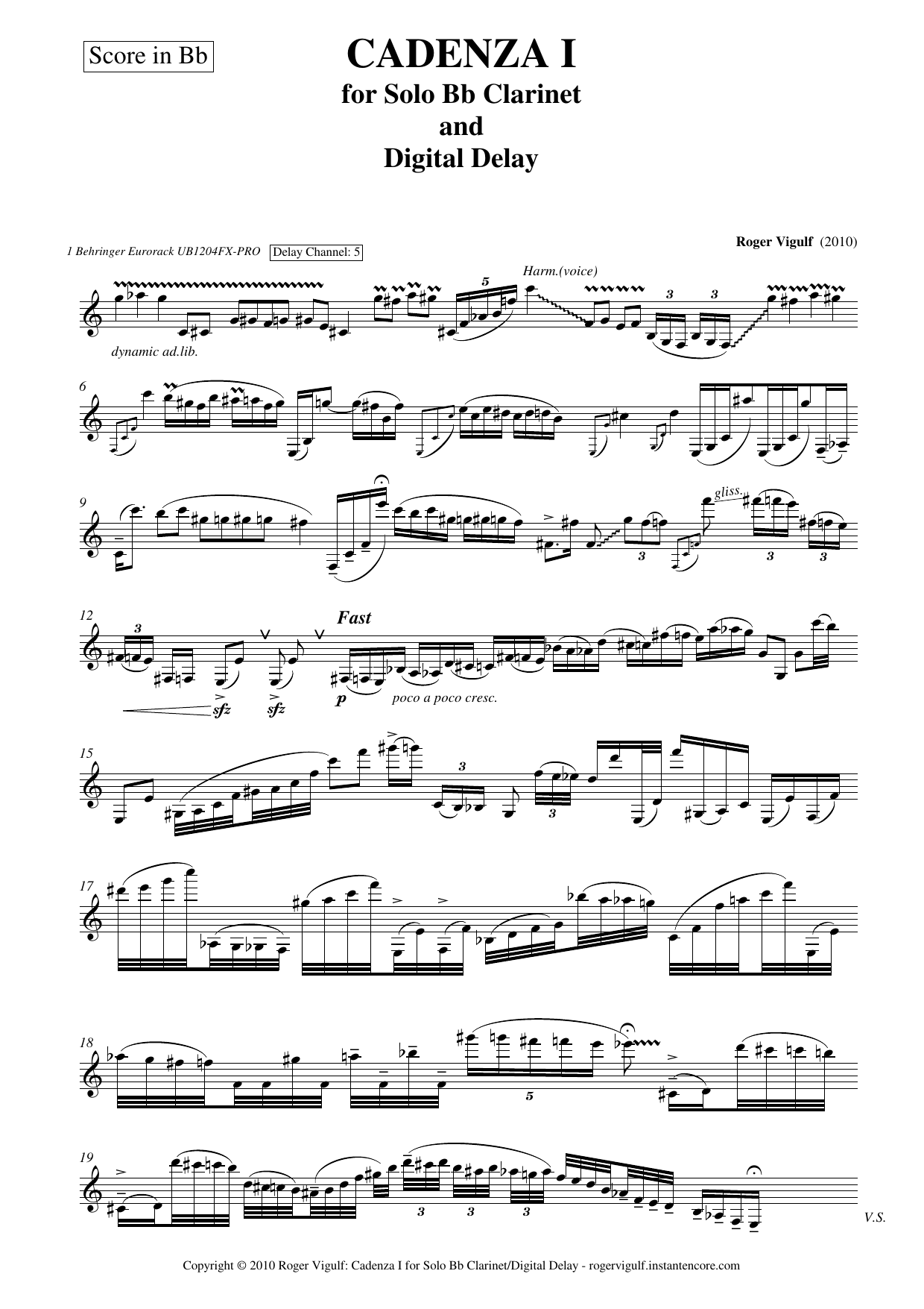 18 Cadenzas - For solo Bb/Bass klarinett