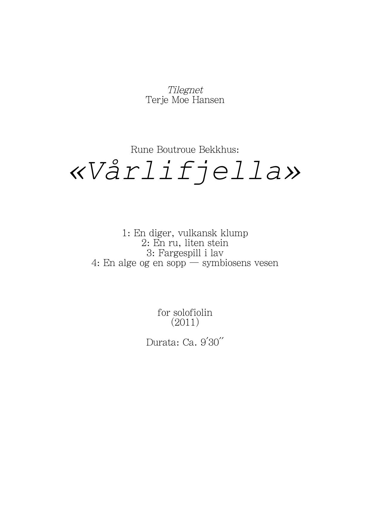 Vårlifjella - For solo fiolin