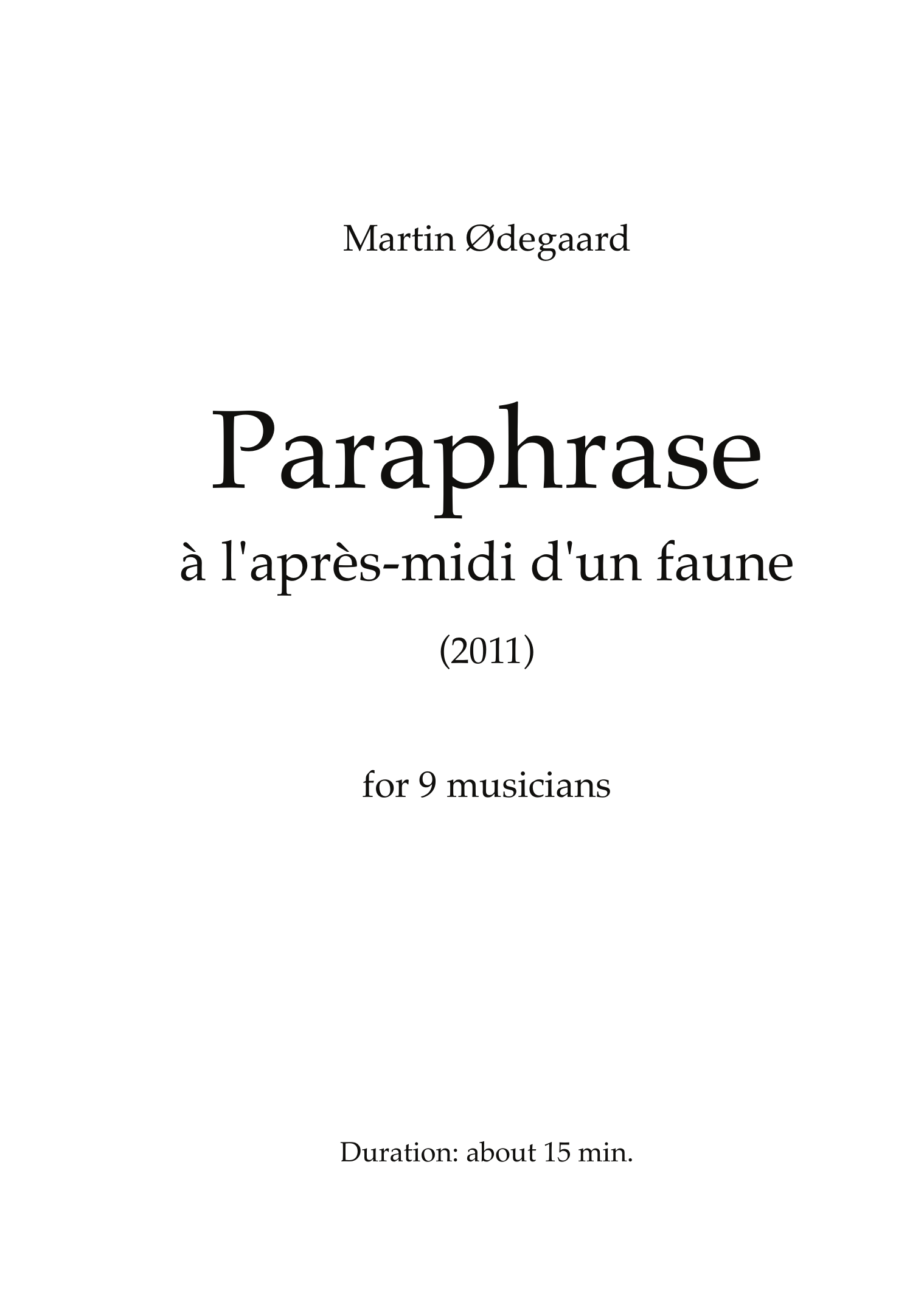 Paraphrase - à l'après-midi d'un faune