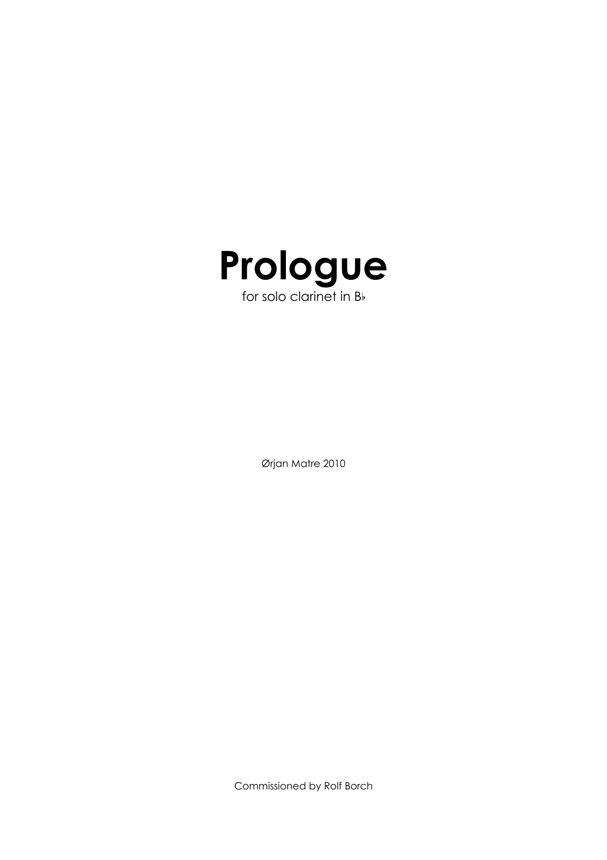 Prologue - For solo clarinet in Bb