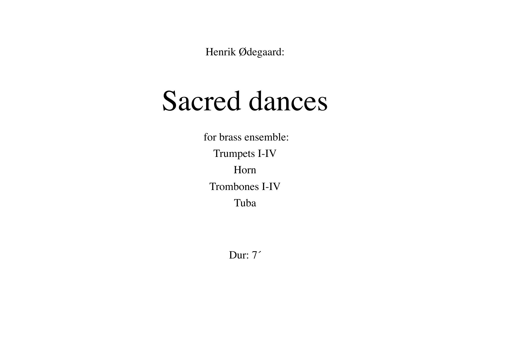 Sacred Dances - For brass ensemble