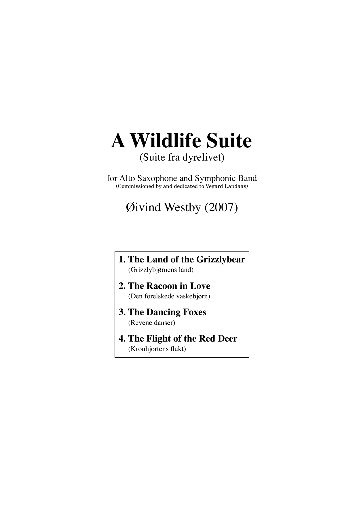 A Wildlife Suite - For alto saxophone and symphonic band