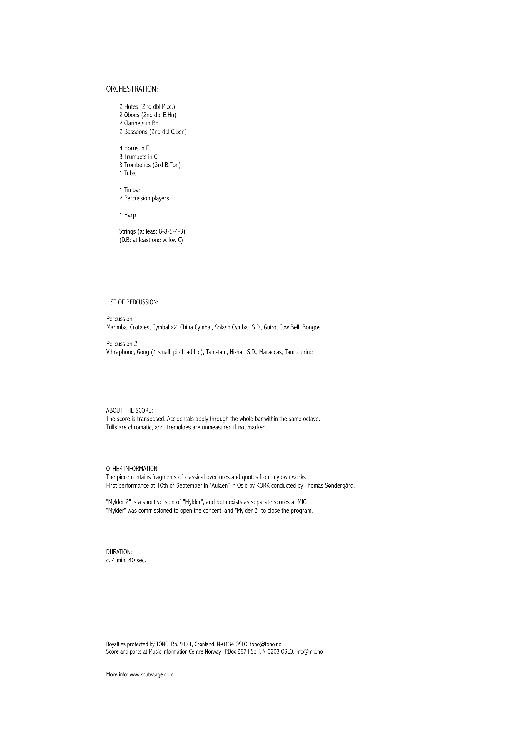 Mylder 2 - Ouvertyrefragment kortversjon - Bilde 2