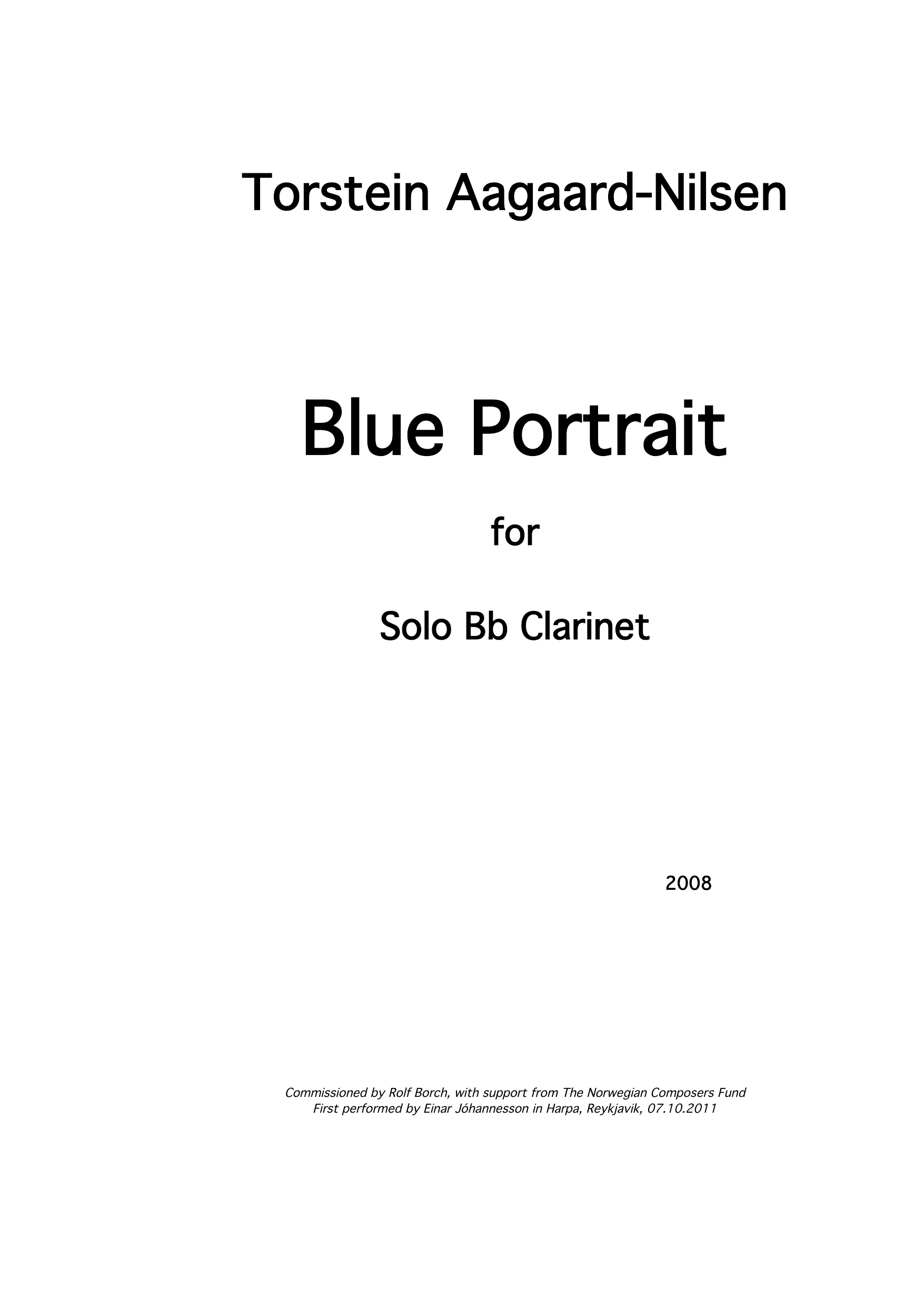 Blue Portrait - For Solo Bb clarinet