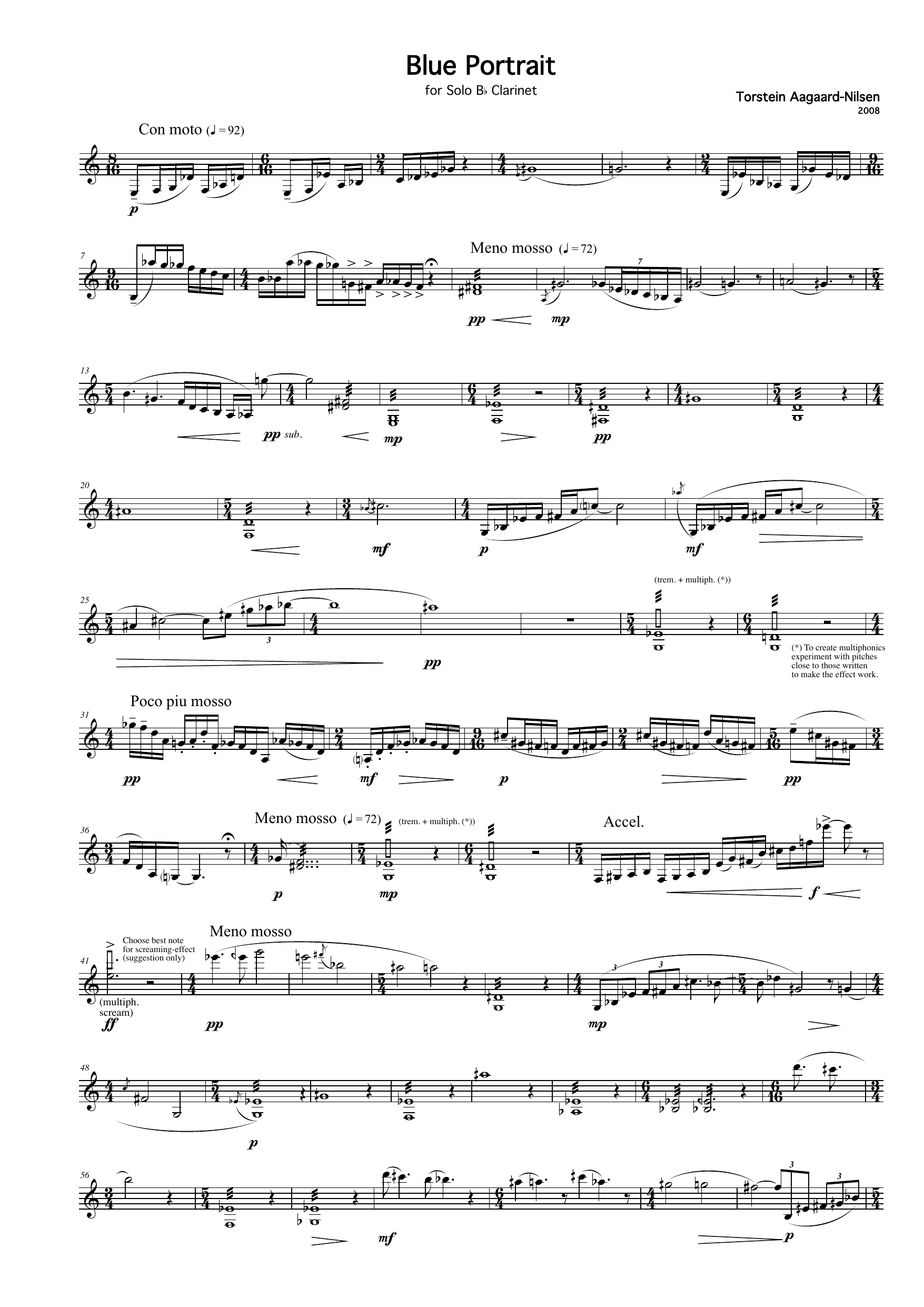 Blue Portrait - For Solo Bb clarinet - Image 2