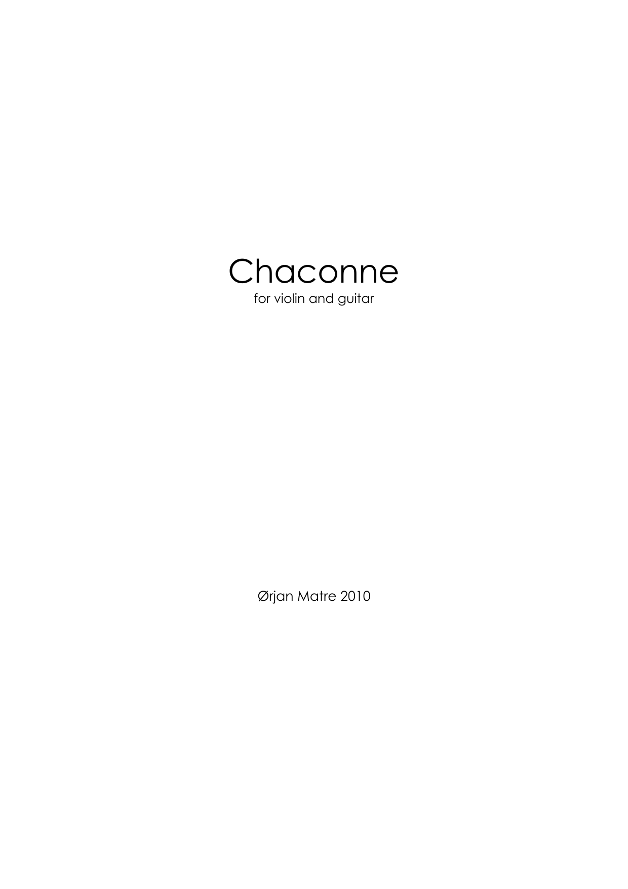 Chaconne - For violin and guitar