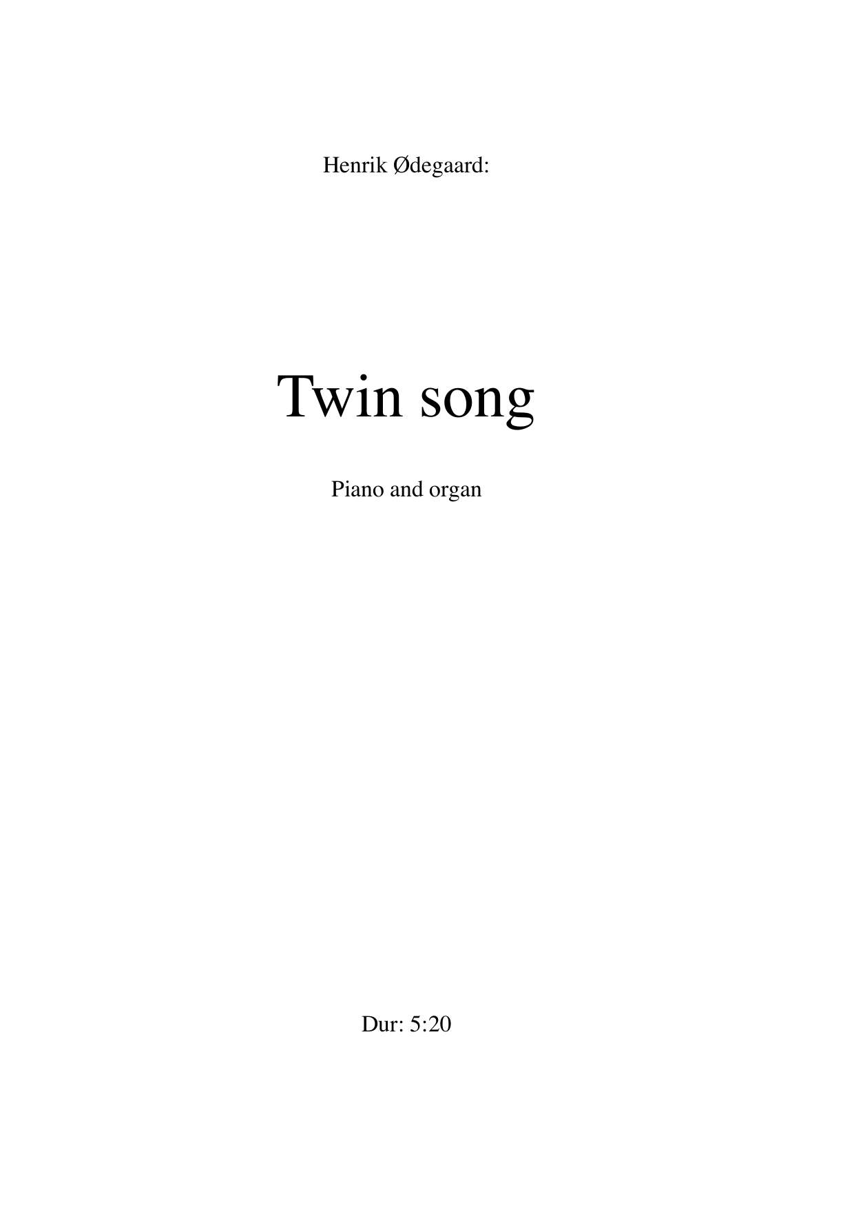 Twin Song - Piano and organ