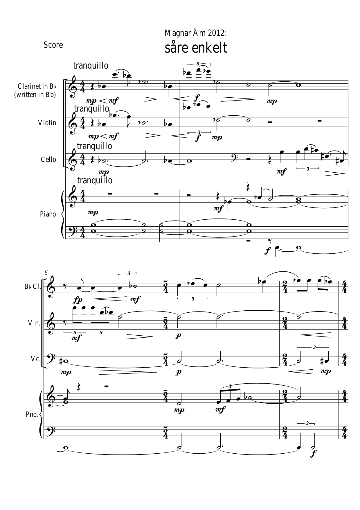 painfully simple - for clarinet, violin, cello and piano - Image 5