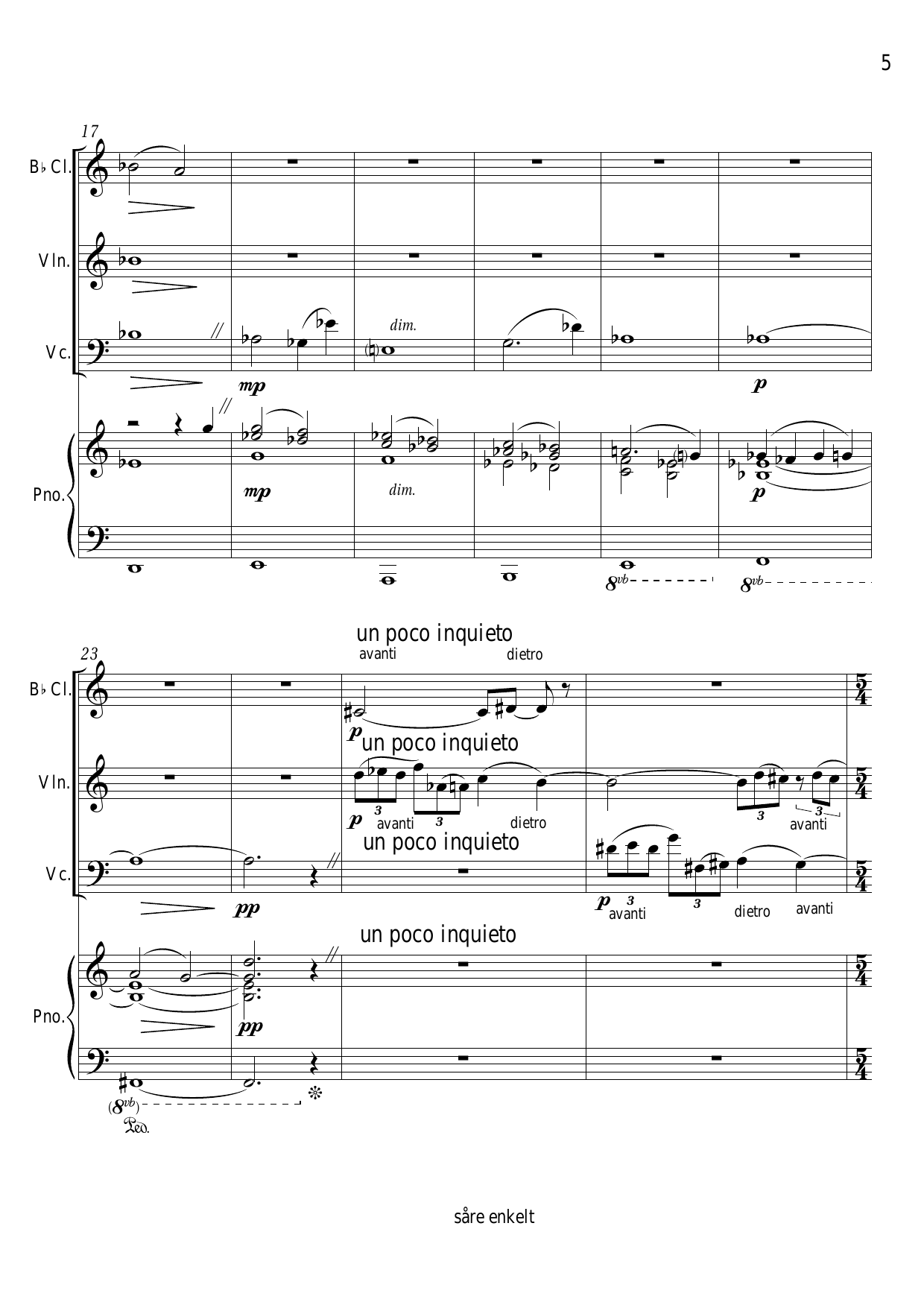 painfully simple - for clarinet, violin, cello and piano - Image 7