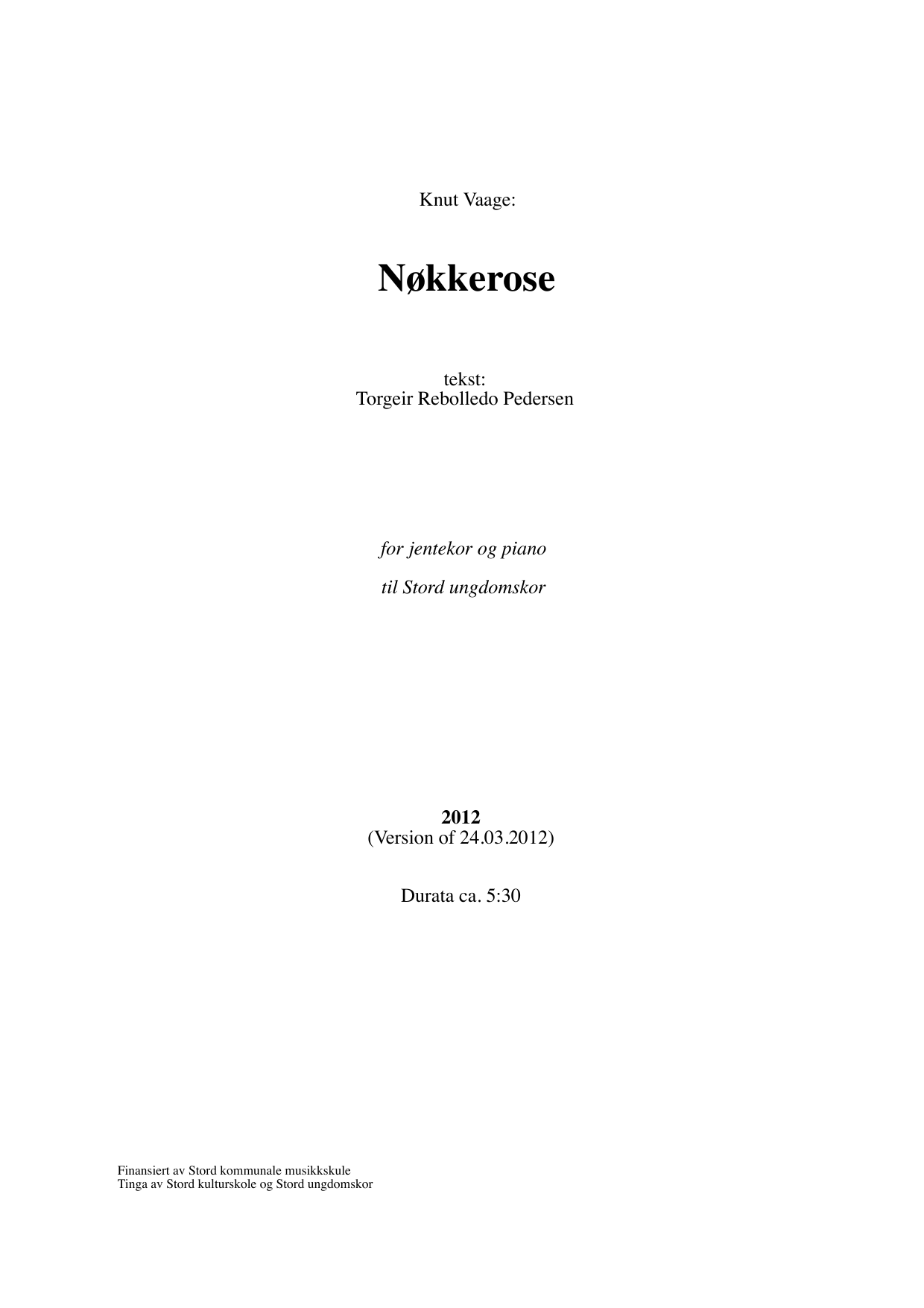 Nøkkerose - For jentekor og piano