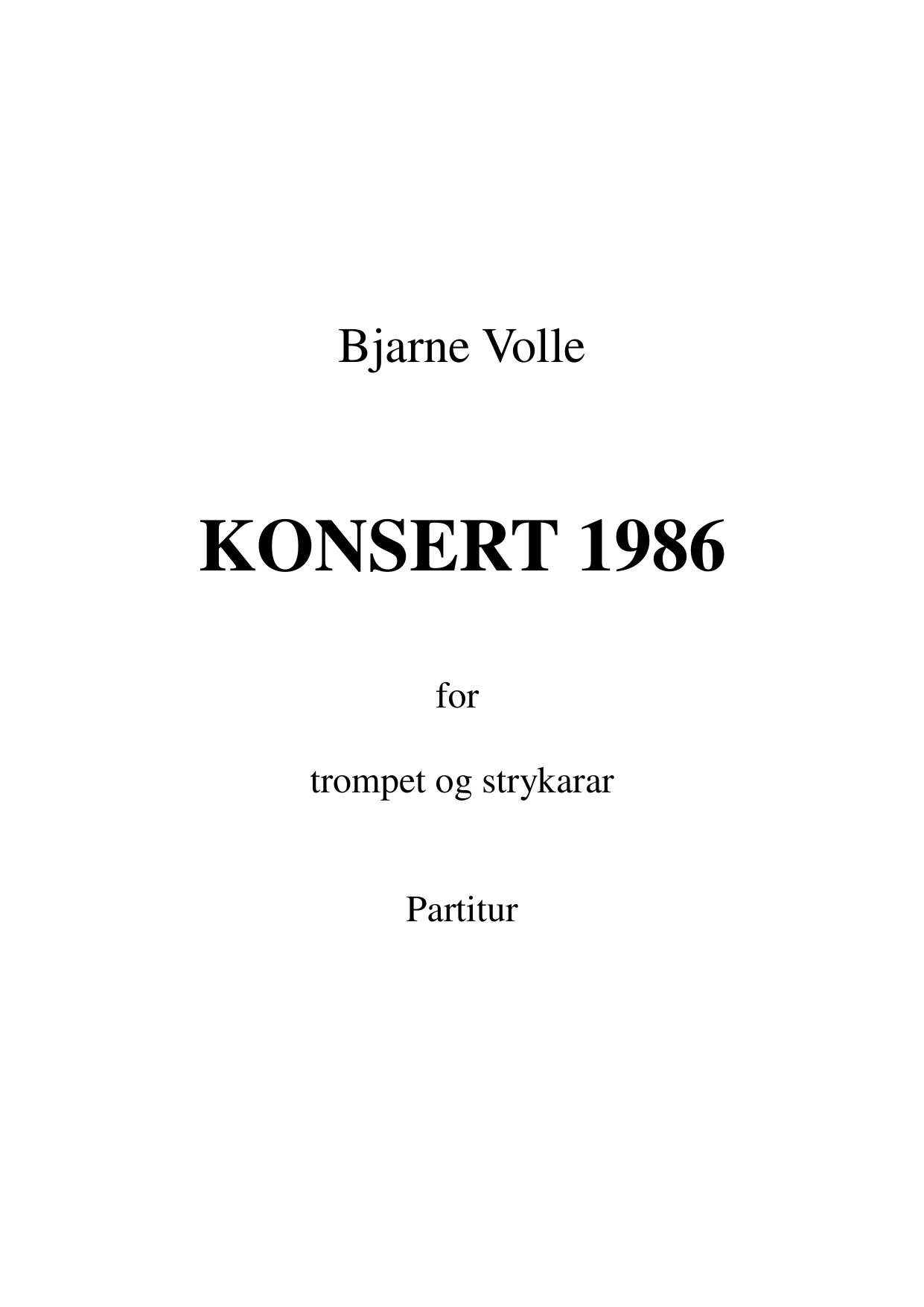 Konsert 1986 - For trompet og strykarar