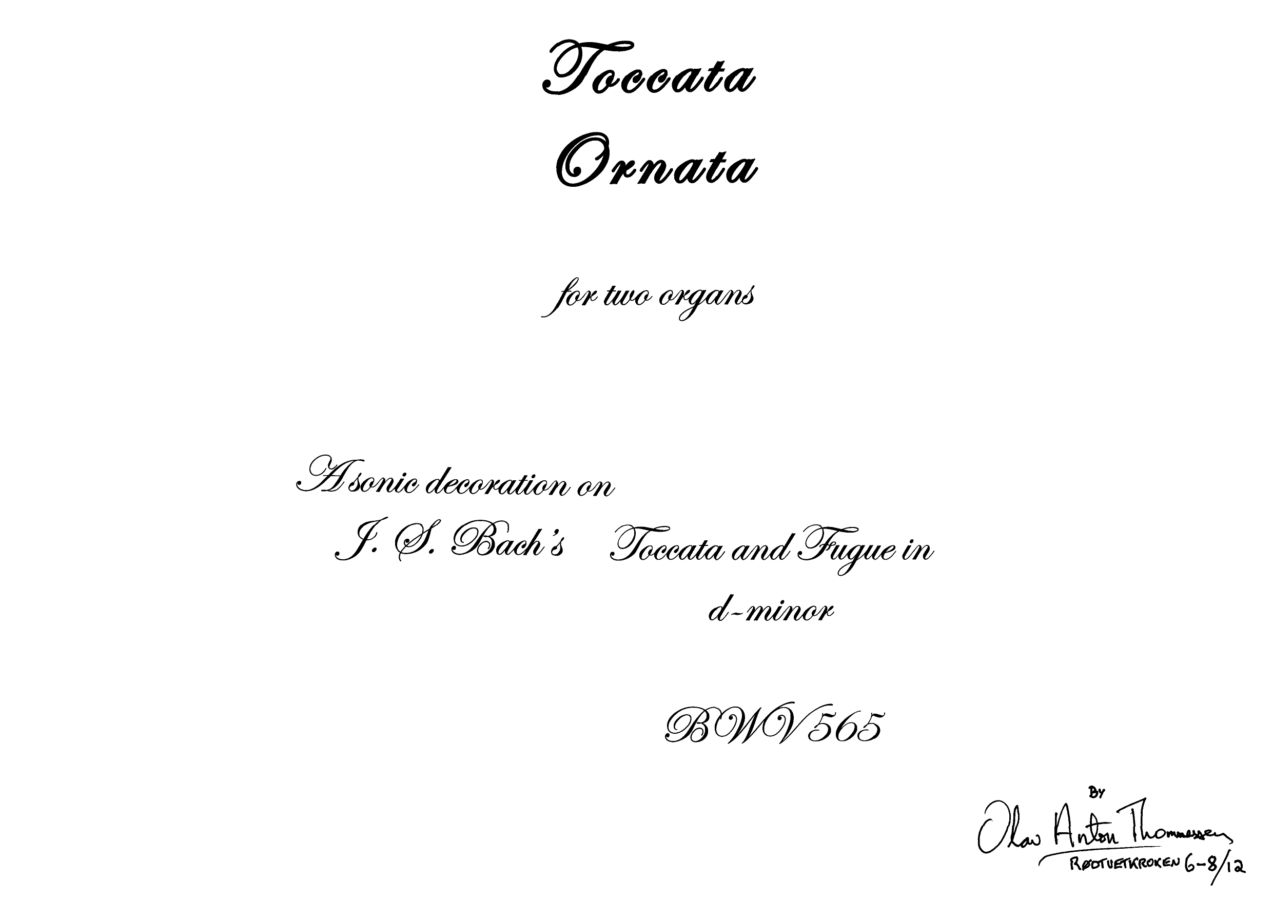 Toccata Ornata - For two organs