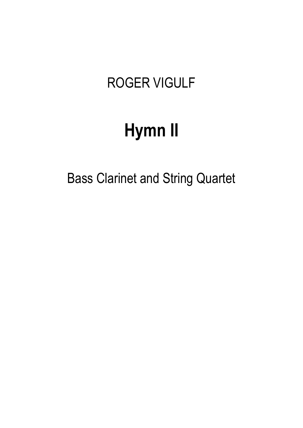 Hymn II - For bass clarinet and string quartet