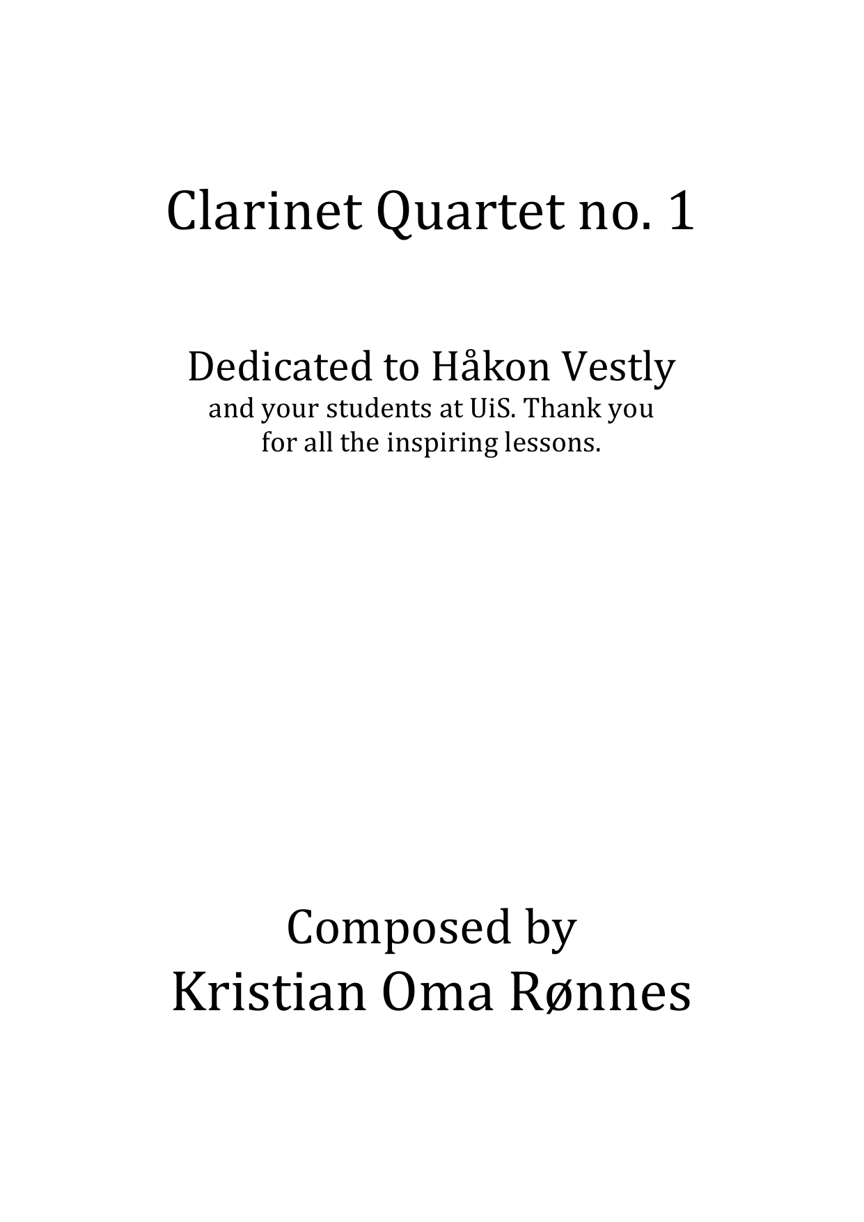 Clarinet Quartet No. 1