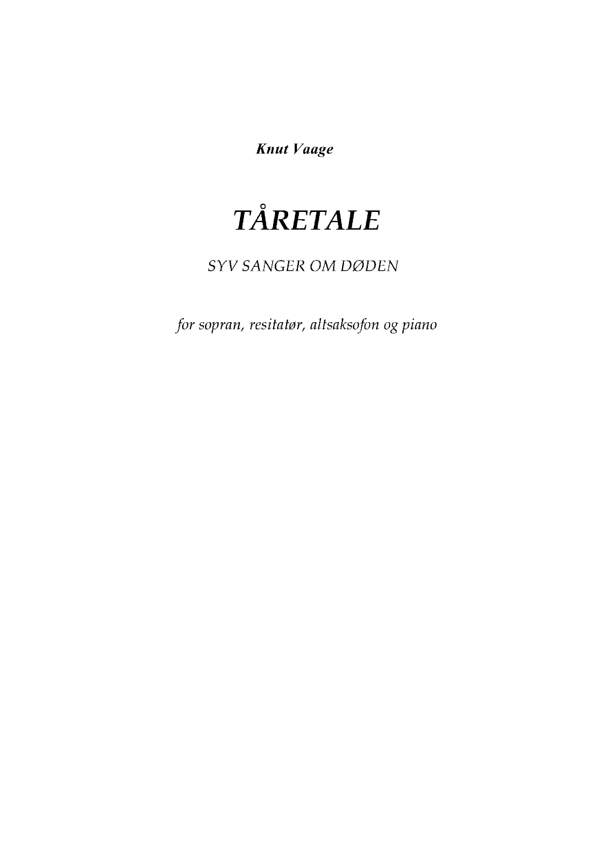 Tåretale - Syv sanger om døden