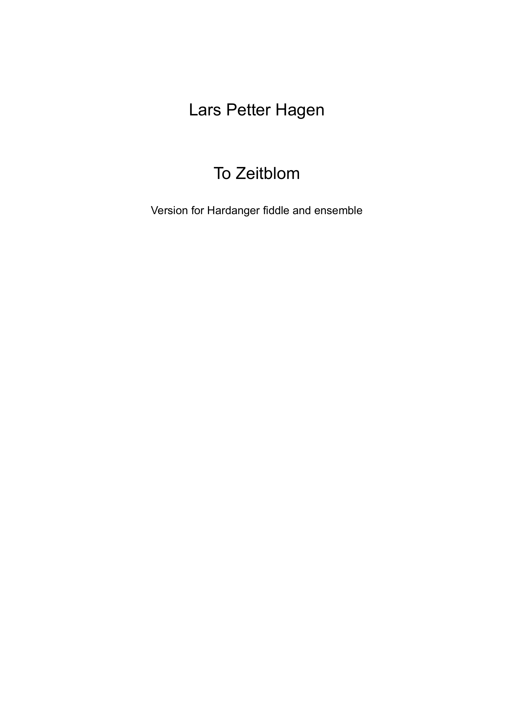 To Zeitblom - Version for hardanger fiddle and ensemble