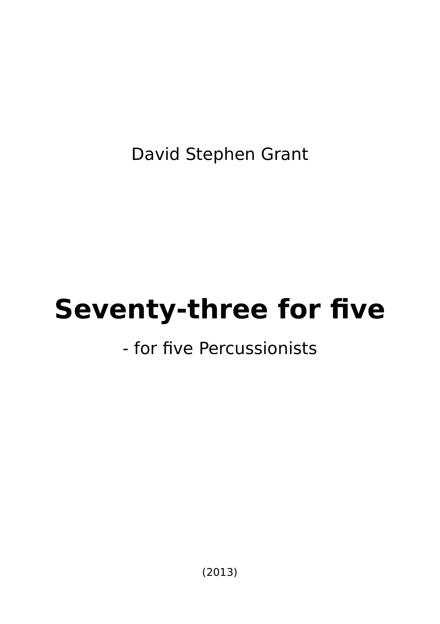 Seventy-three for five - For five percussionists