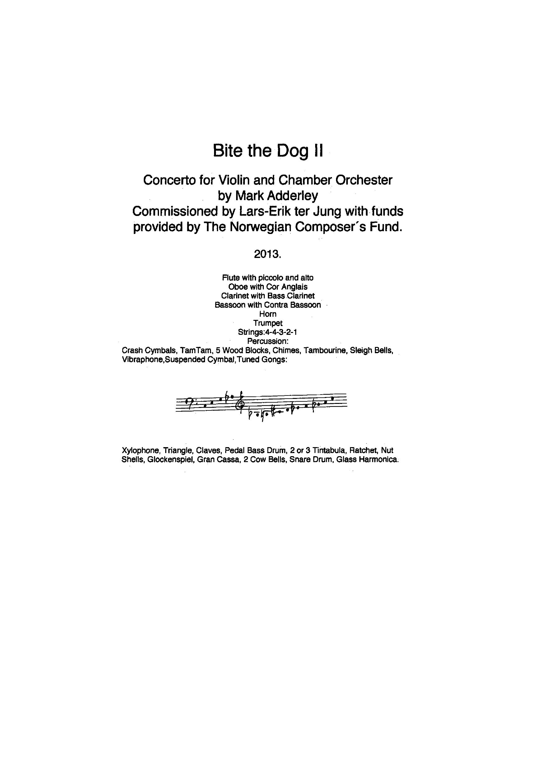 Bite the Dog II - Concerto for Violin and Chamber Orchestra