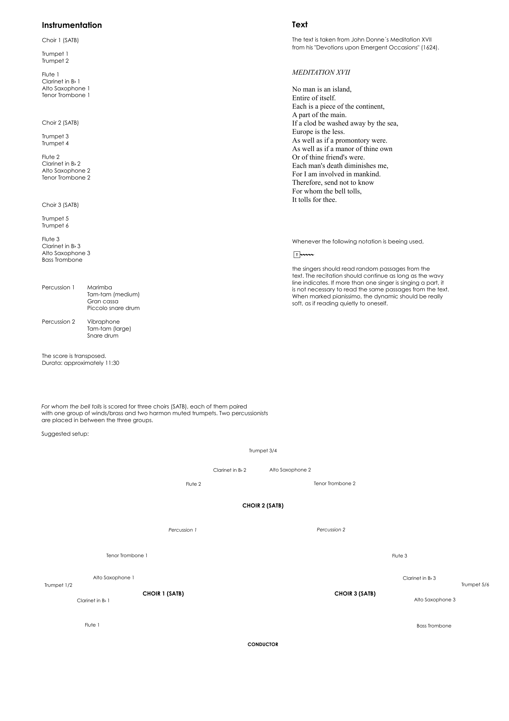 For Whom the Bell Tolls - For 12-part choir, winds, brass and percussion - Image 2
