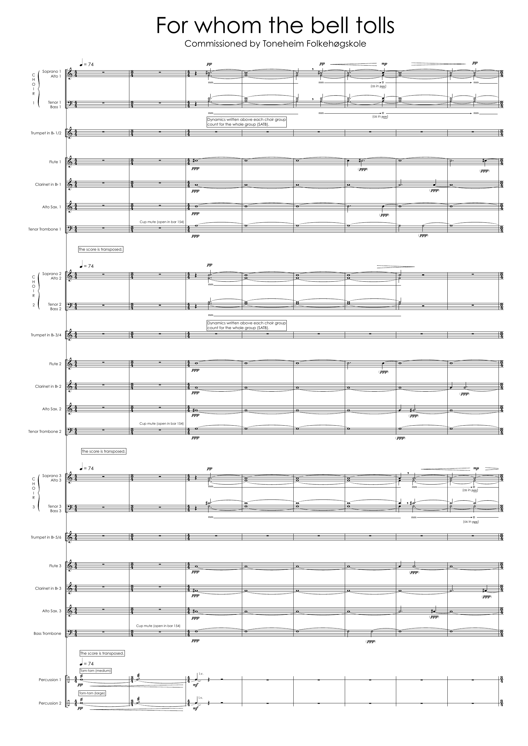 For Whom the Bell Tolls - For 12-part choir, winds, brass and percussion - Image 3
