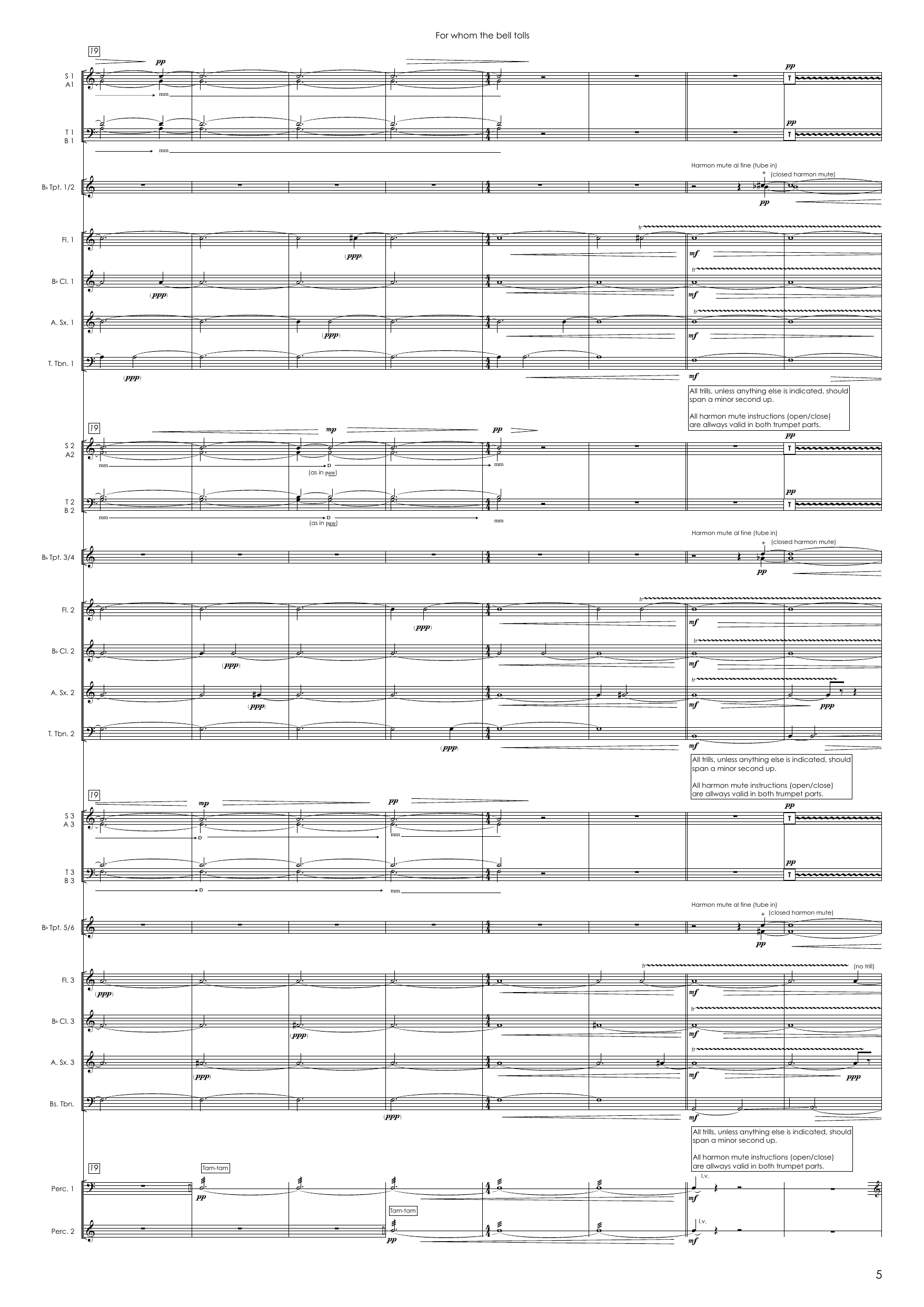 For Whom the Bell Tolls - For 12-part choir, winds, brass and percussion - Image 5
