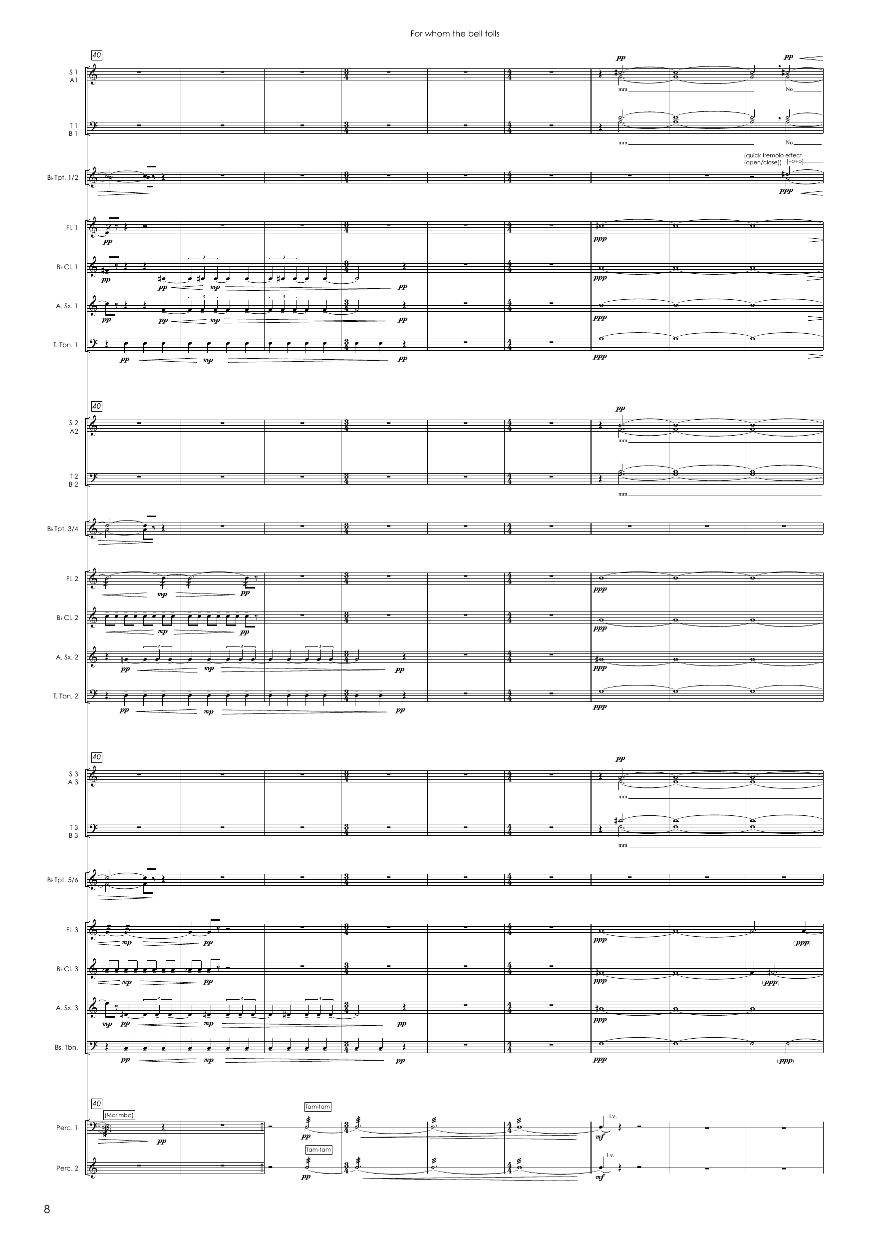 For Whom the Bell Tolls - For 12-part choir, winds, brass and percussion - Image 8