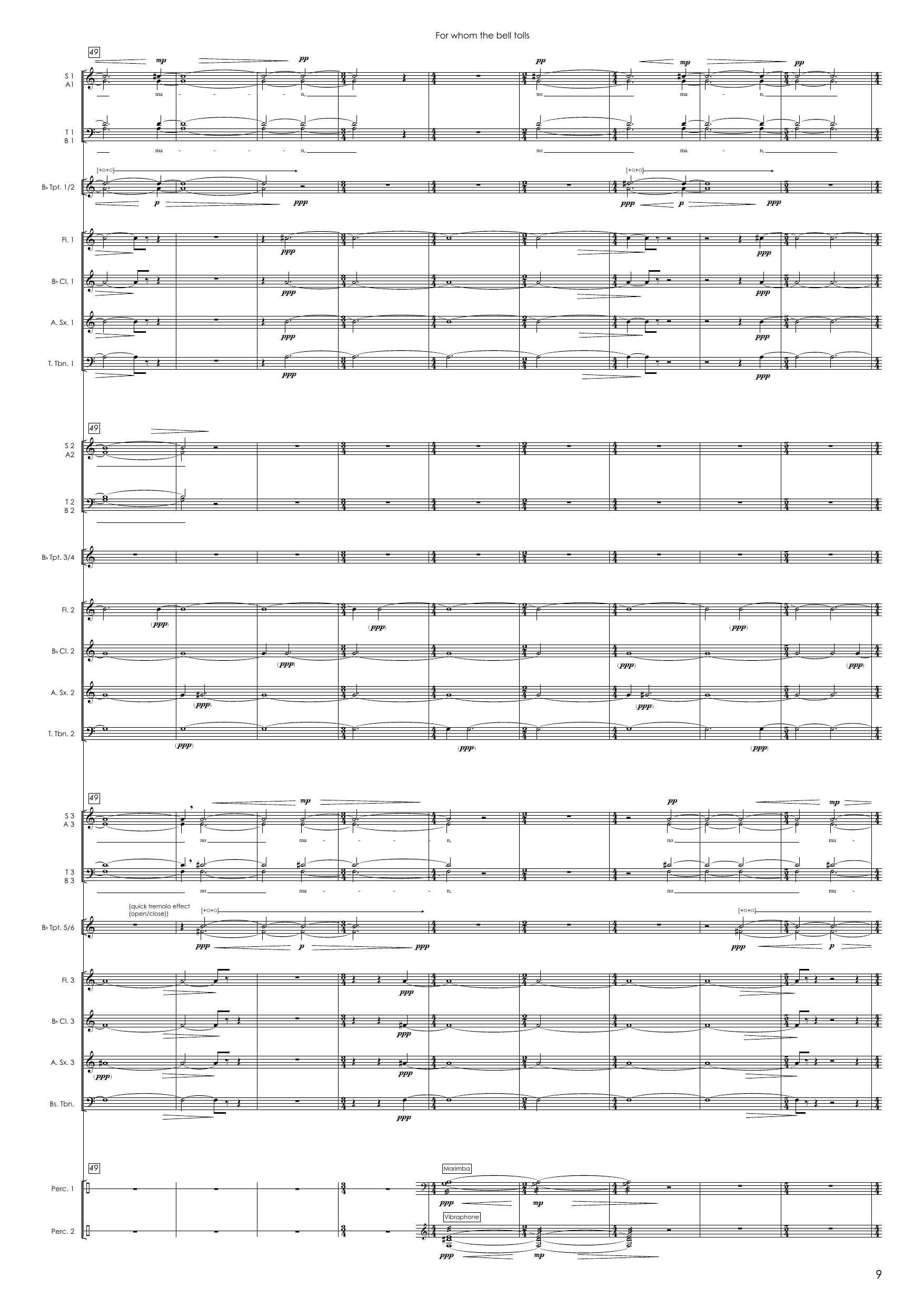 For Whom the Bell Tolls - For 12-part choir, winds, brass and percussion - Image 9