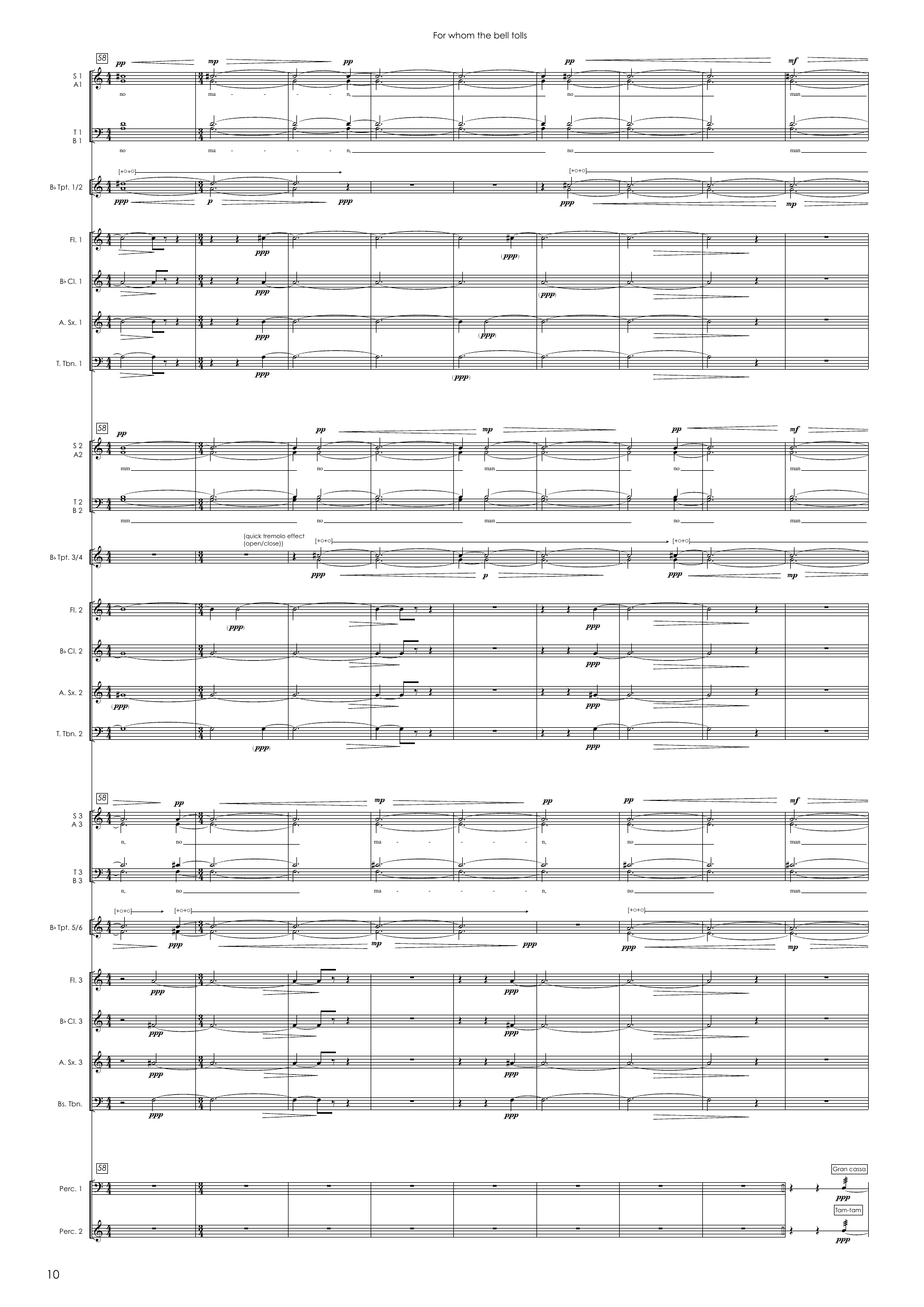 For Whom the Bell Tolls - For 12-part choir, winds, brass and percussion - Image 10