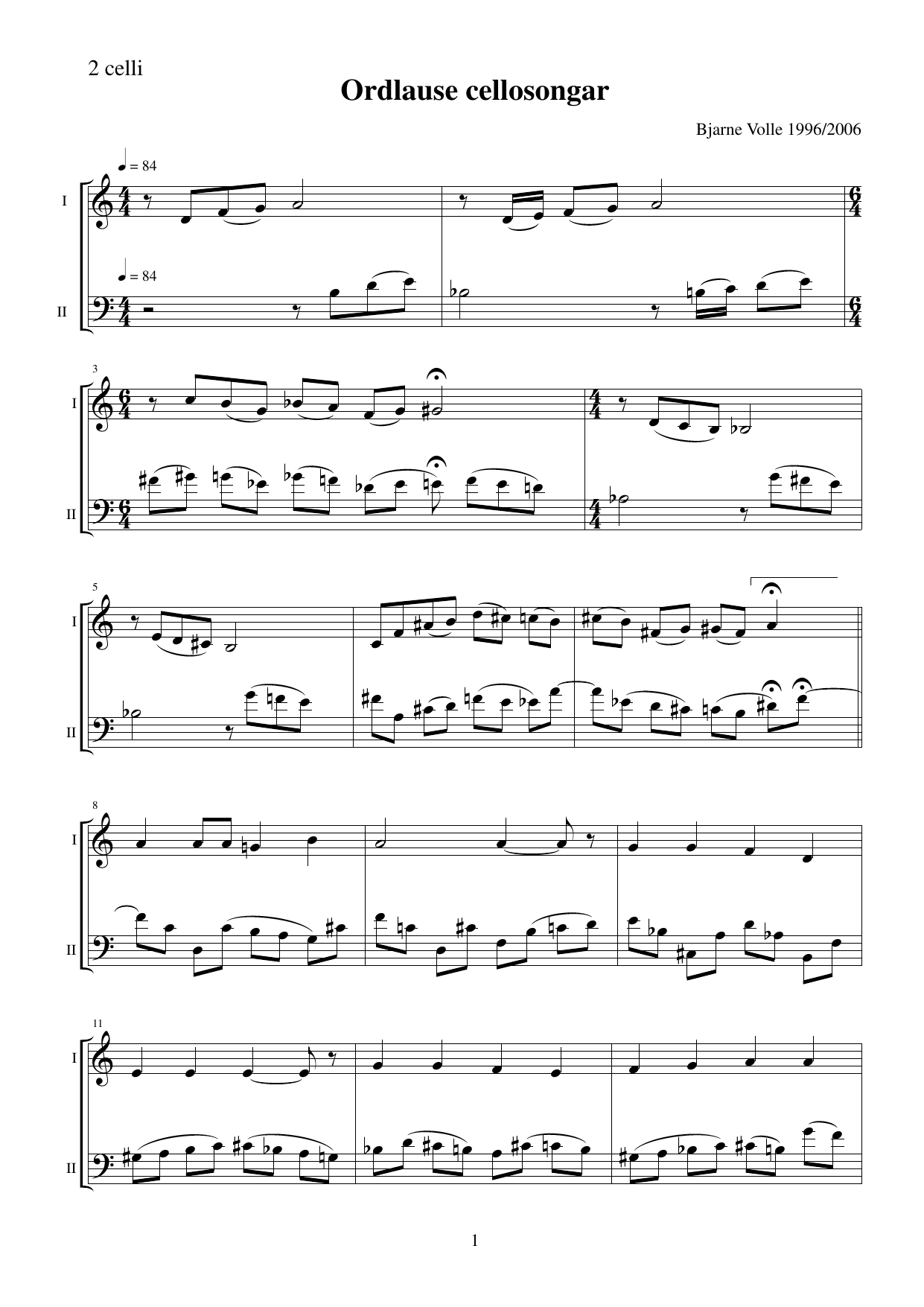 Ordlause cellosongar