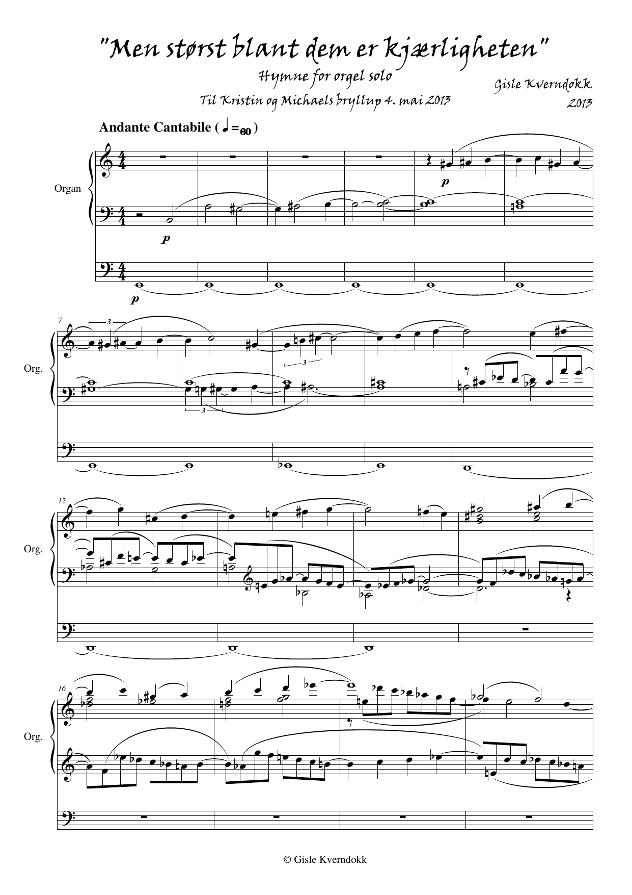 Men størst blandt dem er kjærligheten - Hymne for orgel solo - Bilde 3