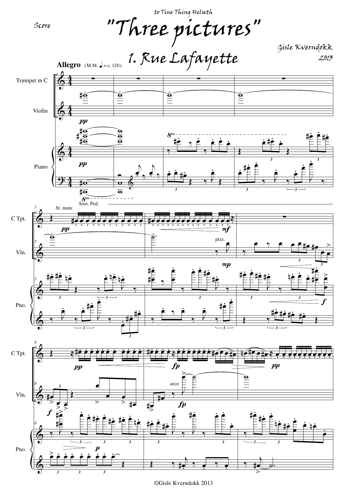 Three Pictures - Suite for trumpet, violin and piano - Image 3