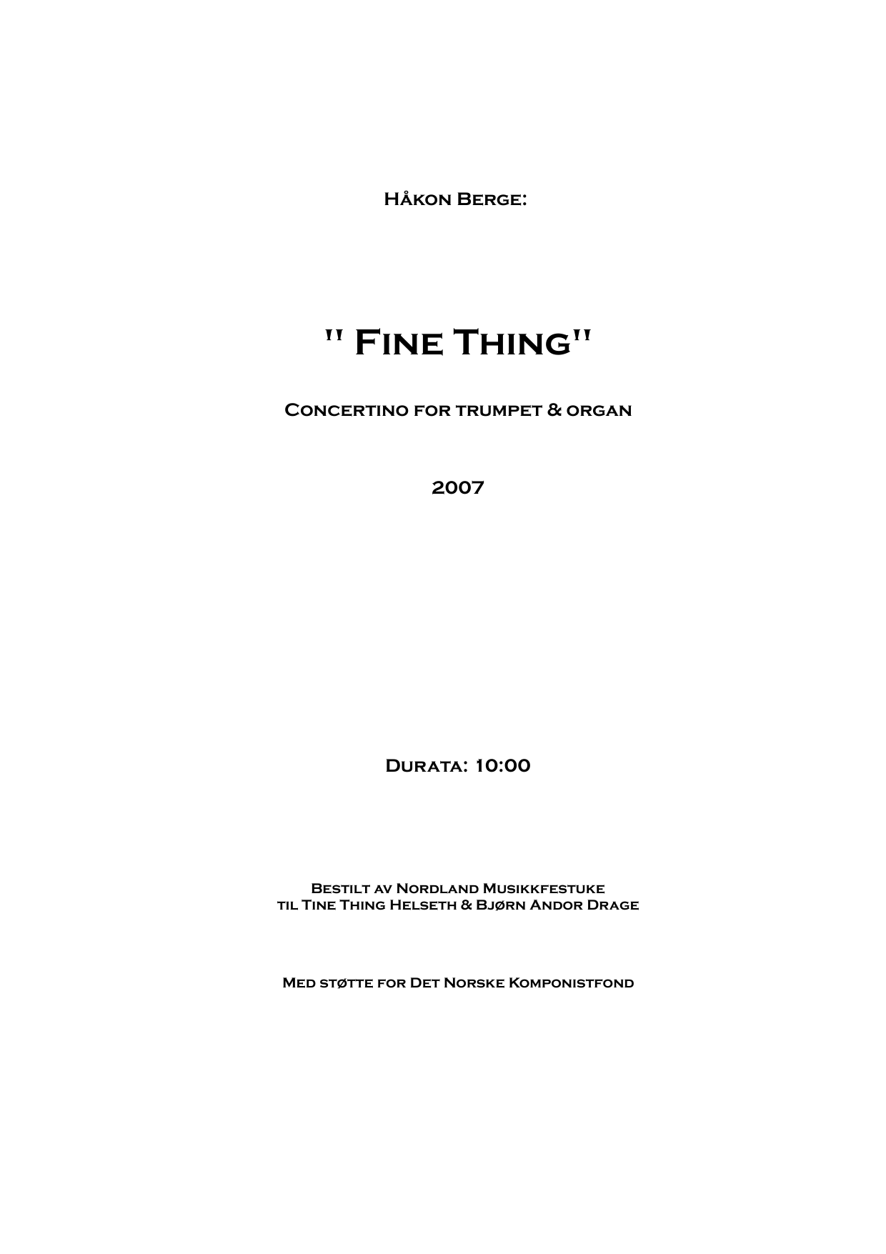 Fine Thing - Concertino for trumpet and organ