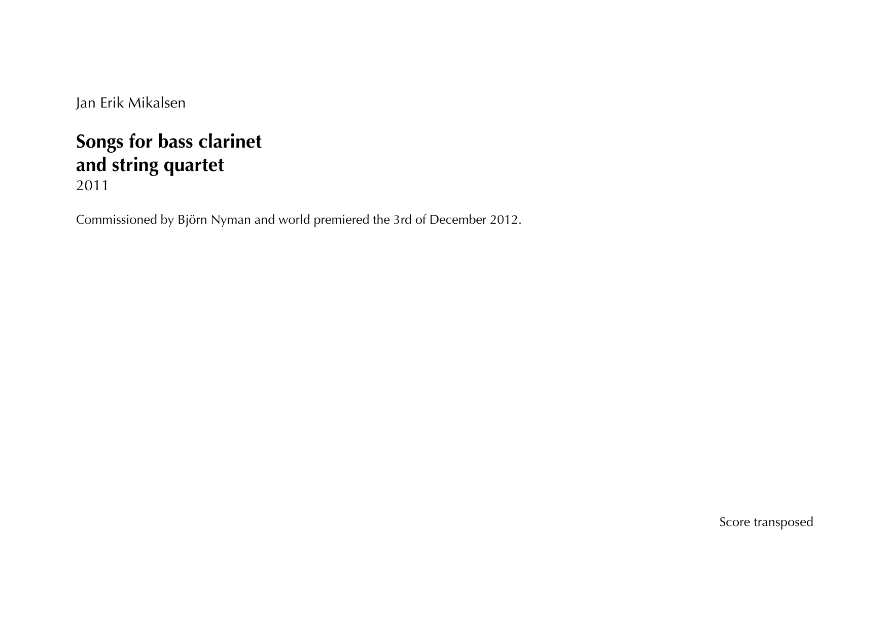 Songs for bass clarinet and string quartet - Image 3