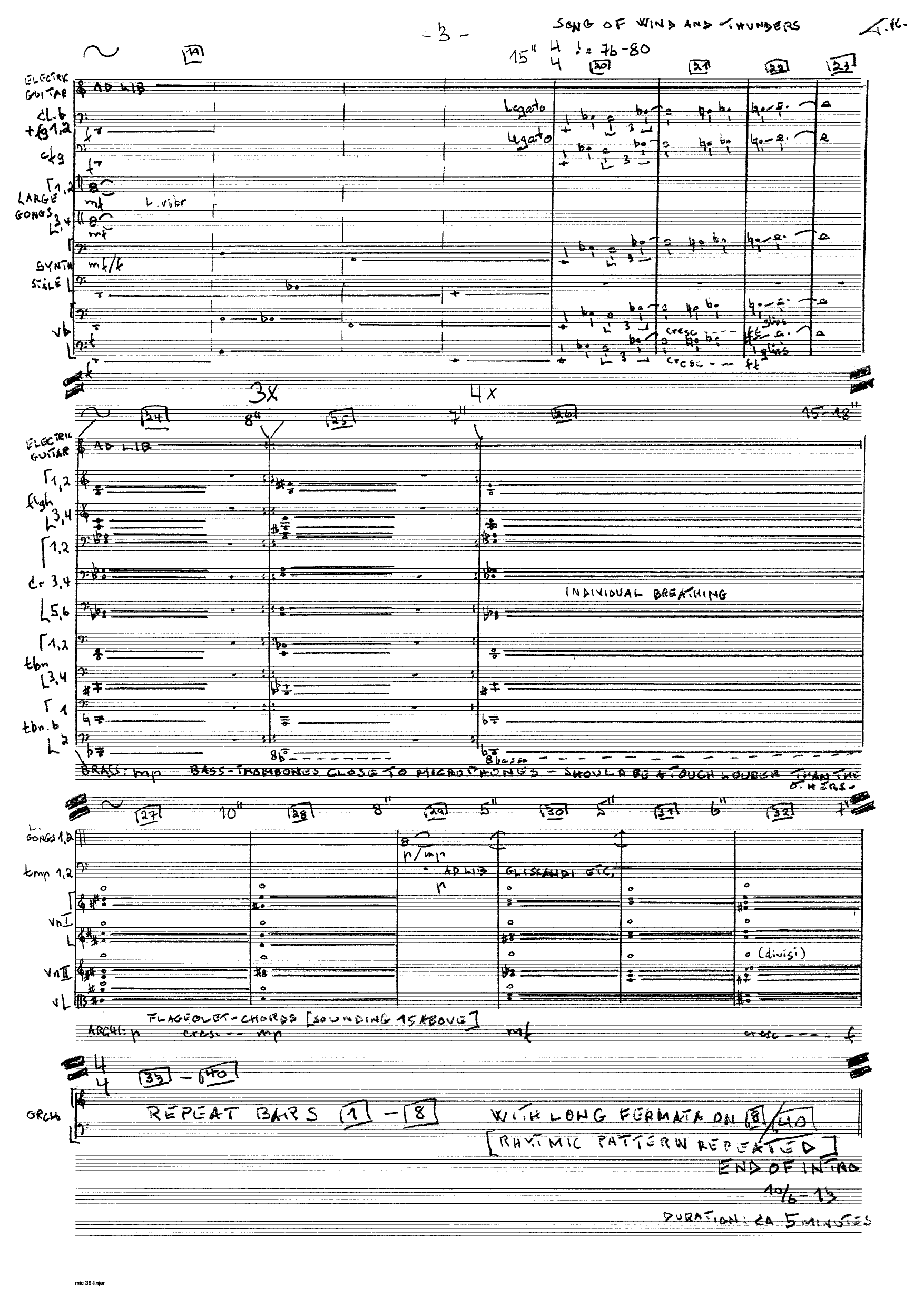 Song of Wind and Thunders - Written for "Enslaved", electric guitar, keyboard and symphony orchestra, op. 105 - Image 3