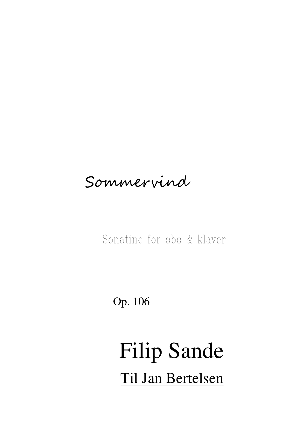 Sommervind - Sonatine for obo & klaver, op. 106