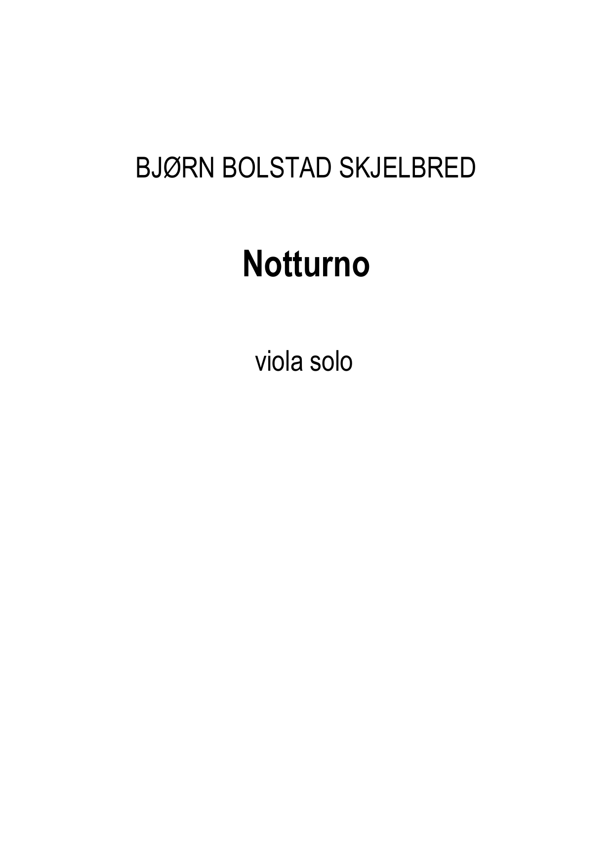 Notturno - For viola solo